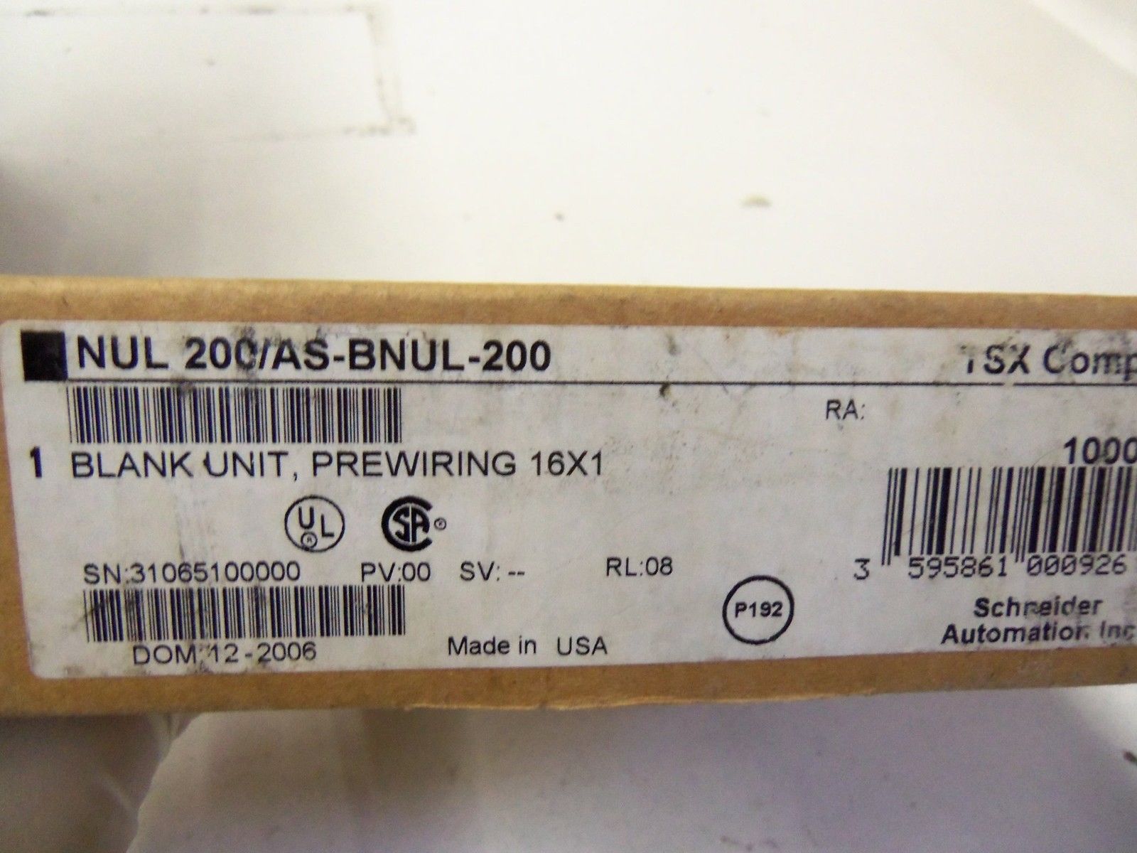 SCHNEIDER AEG TSX COMPACT NUL200/AS-BNUL-200 BLANK CARD *NEW IN BOX*