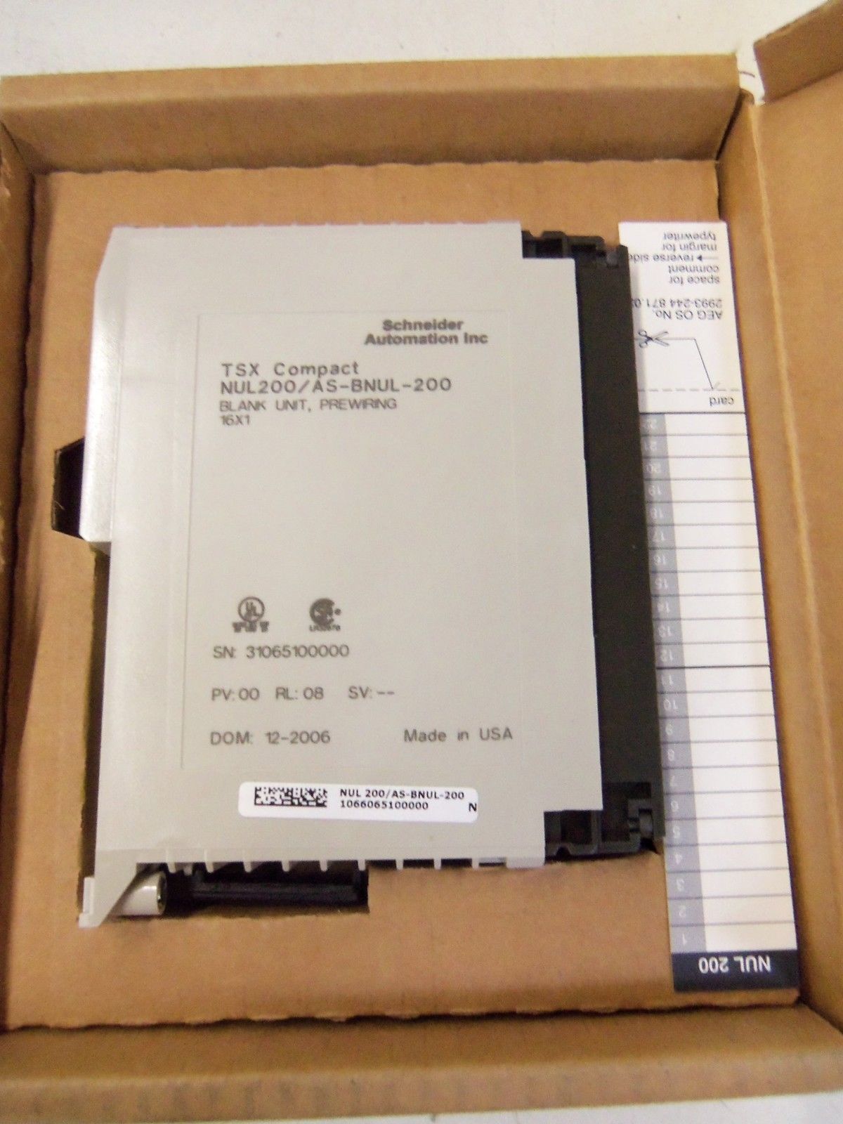 SCHNEIDER AEG TSX COMPACT NUL200/AS-BNUL-200 BLANK CARD *NEW IN BOX*