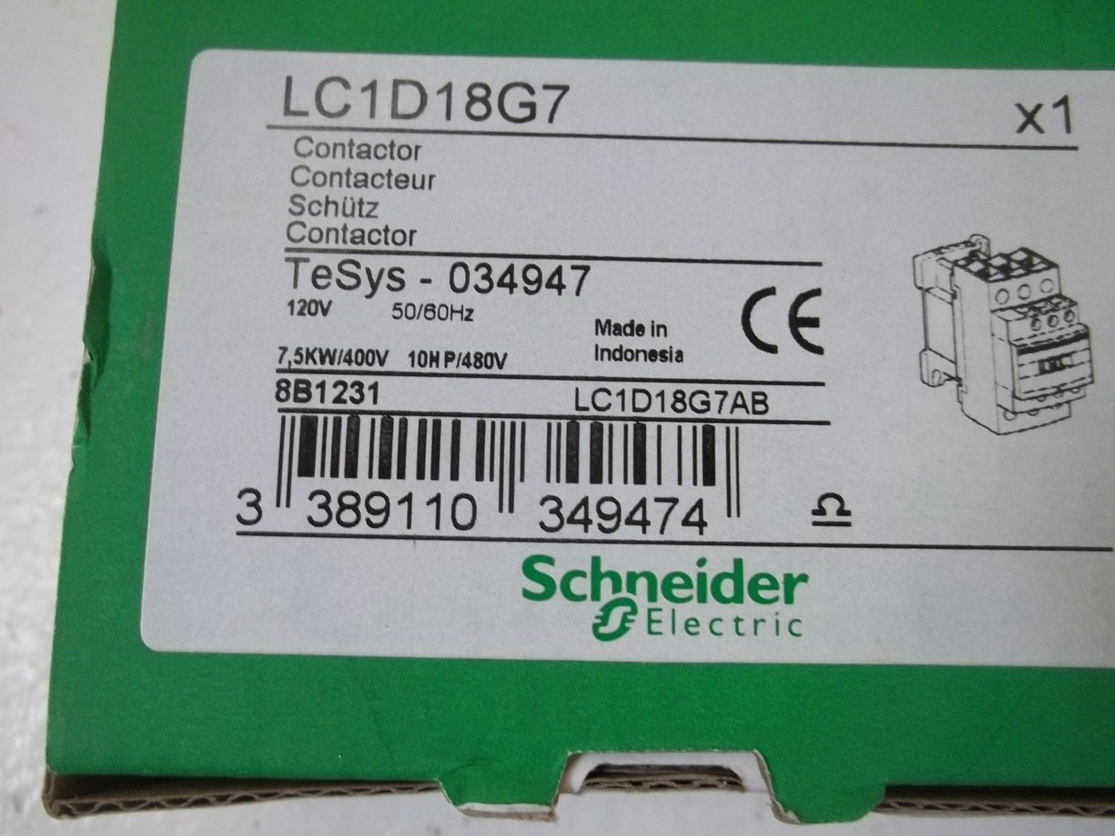 SCHNEIDER ELECTRIC LC1D18G7 CONTACTOR *NEW IN BOX*