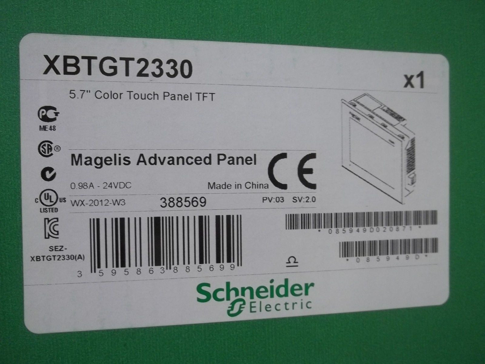 SCHNEIDER ELECTRIC XBTGT2330 5.7" COLOR TOUCH PANEL *USED*