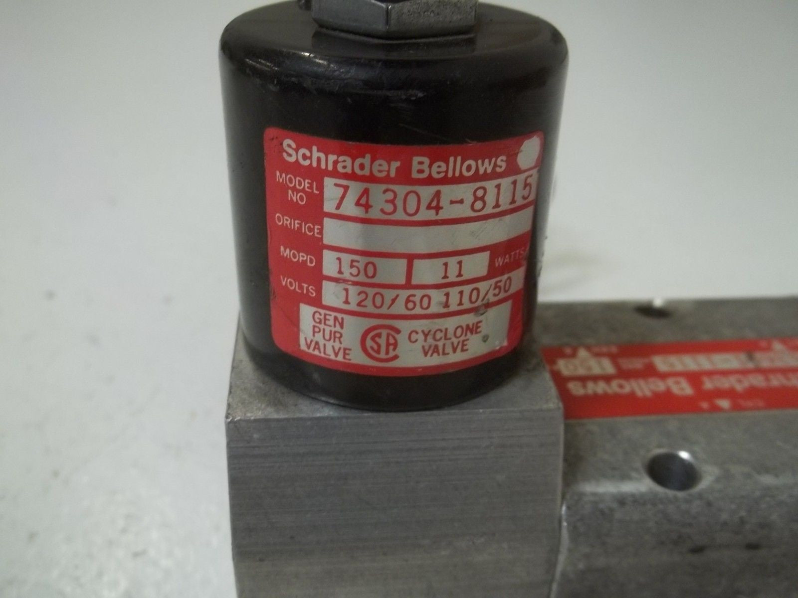 SCHRADER BELLOW 53601-1115 SOLENOID VALVE *USED*