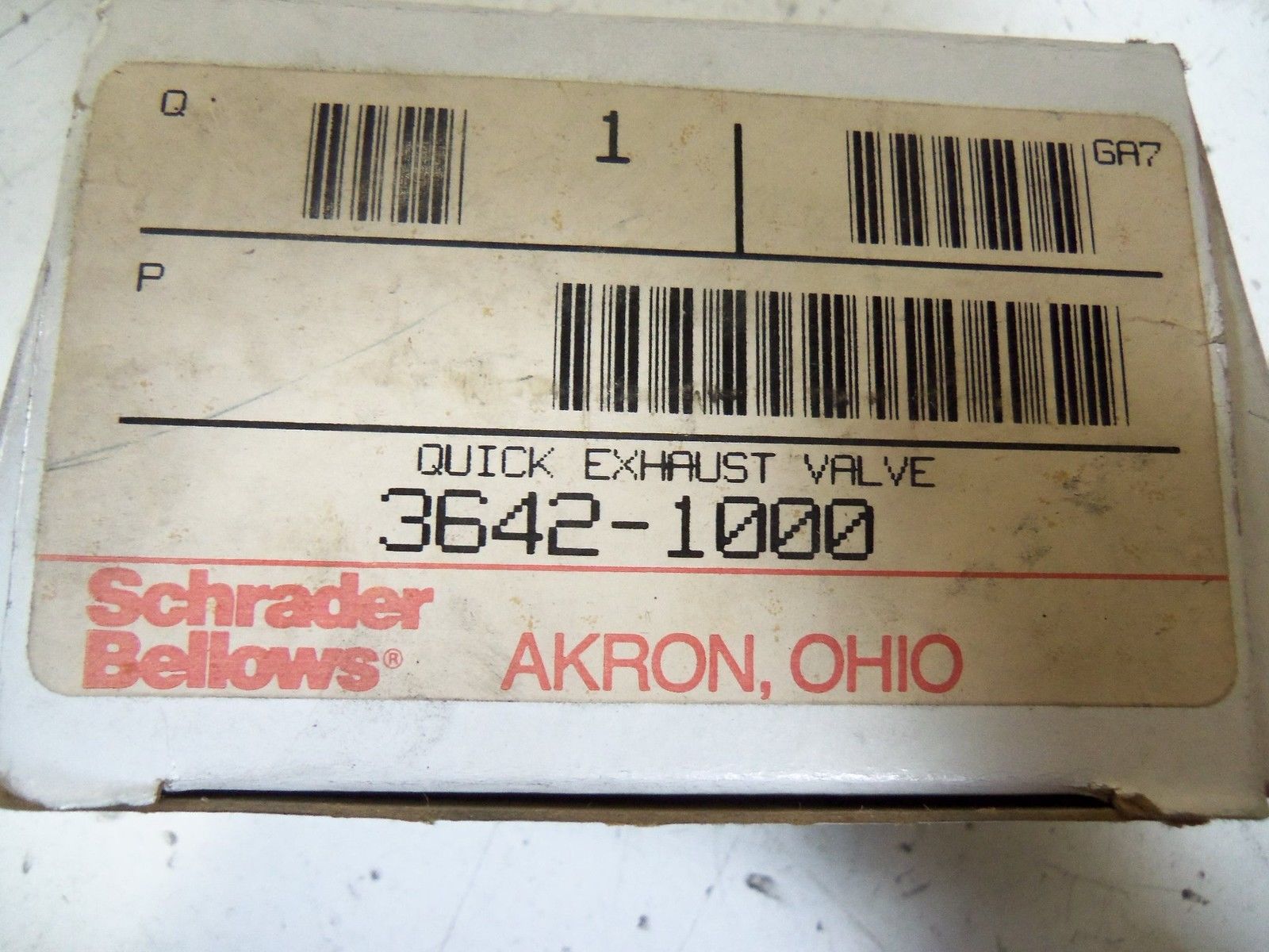SCHRADER BELLOWS 3642-1000 QUICK EXHAUST VALVE *NEW IN BOX*