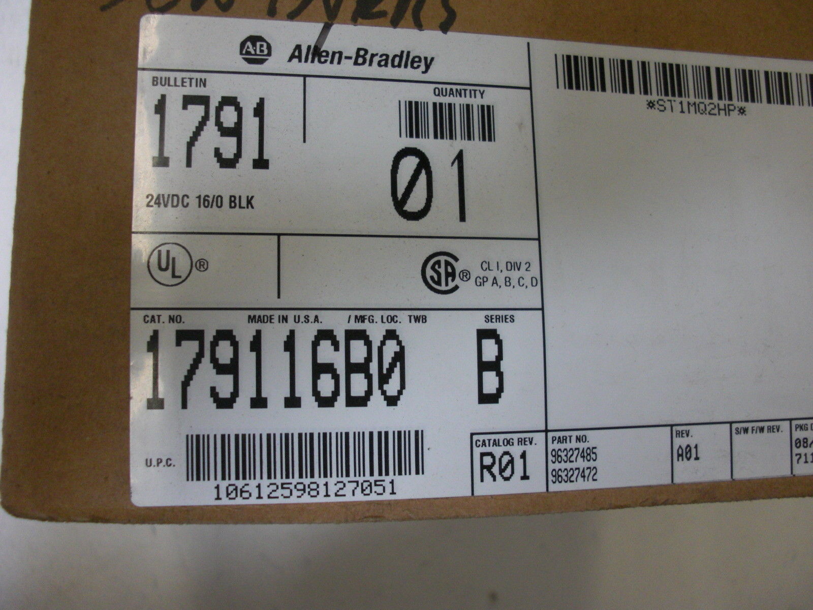 ALLEN BRADLEY 1791-16B0 SER. B BLOCK I/O MODULE DATE: 2000 *FACTORY SEALED*