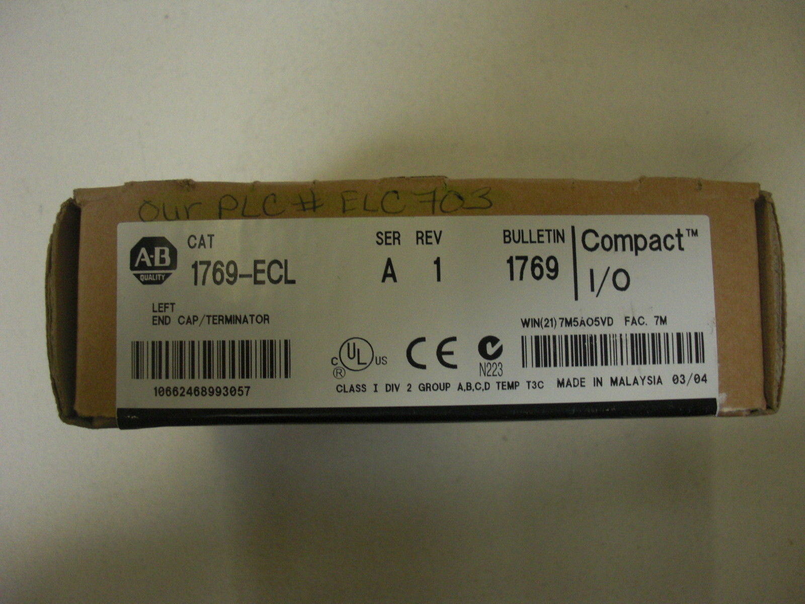 ALLEN BRADLEY COMPACT I/O 1769-ECL SER. A LEFT END CAP DATE:2004*FACTORY SEALED*