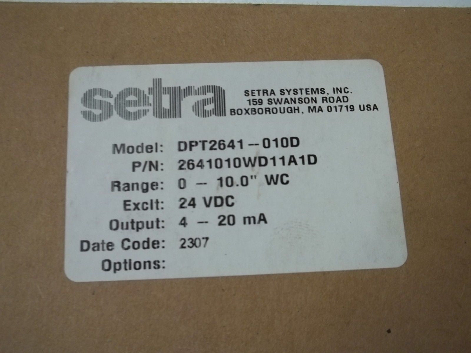 SENTRA 2641010WD11A1D MODEL DPT2641-010D PRESSURE TRANDUCER *NEW IN BOX*