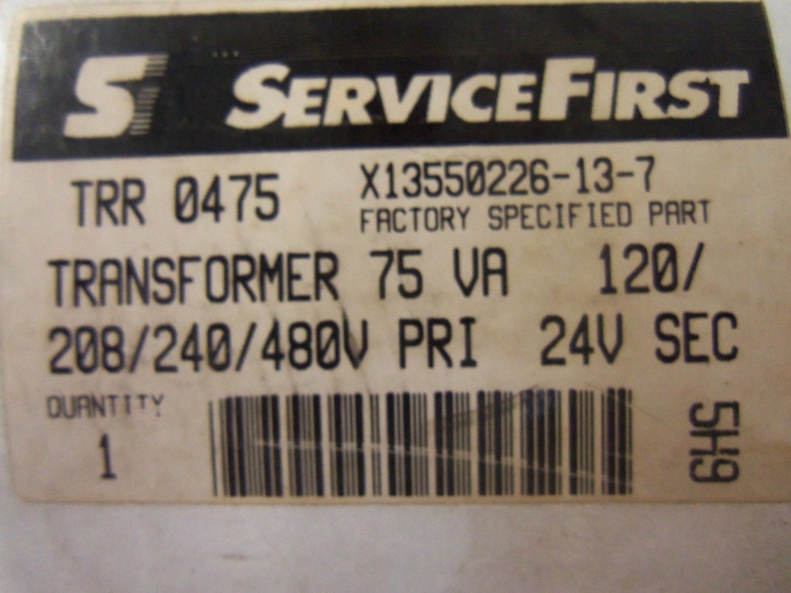 SERVICE FIRST X13550226-13-7 TRANSFORMER TRR 0175 *NEW IN BOX*