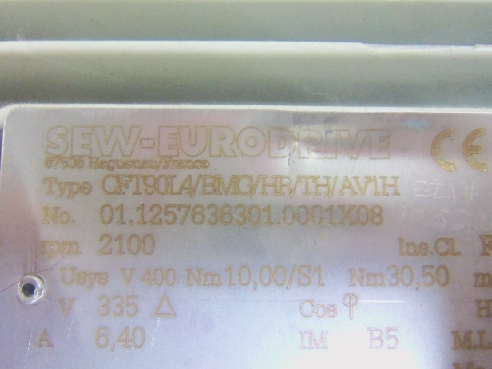 SEW-EURODRIVE CFT90L4/BMG/HR/TH/AV1H GEAR MOTOR 2100 RPM *USED*