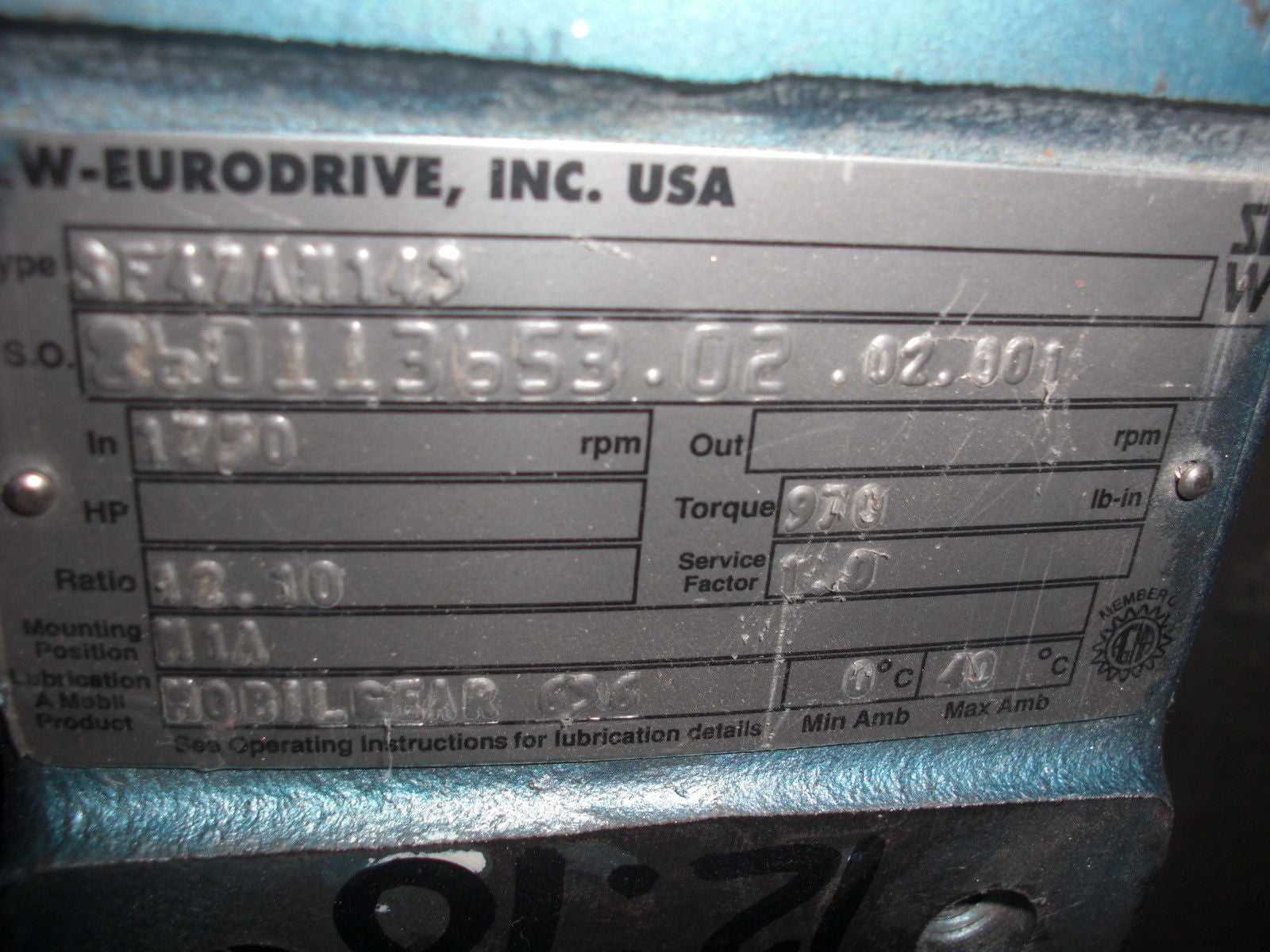 SEW-EURODRIVE SF47AM143 GEAR REDUCER 1750 RPM 12.10:1 *NEW NO BOX*