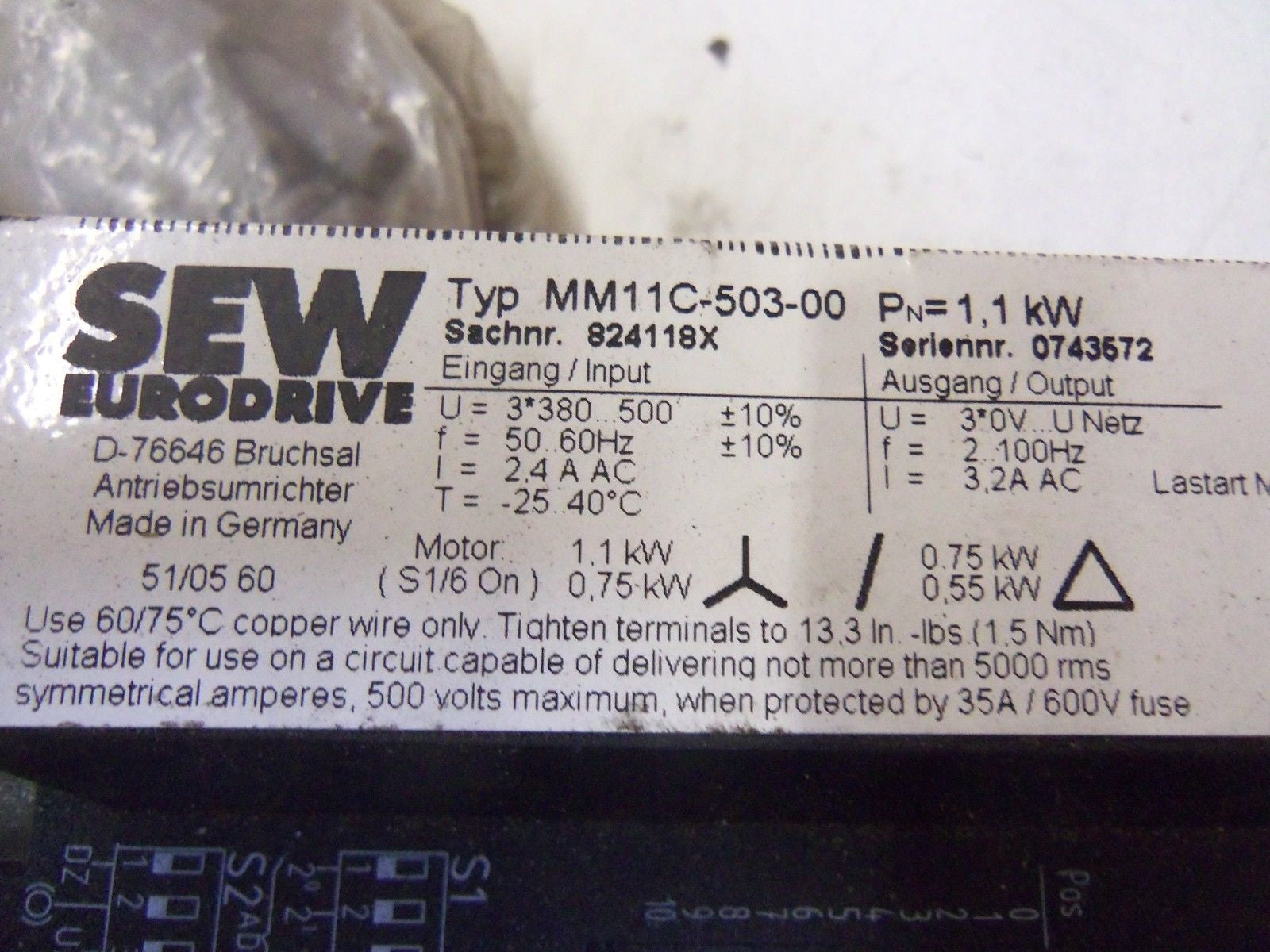 SEW-EURODRIVE MM11C-503-00 *USED*