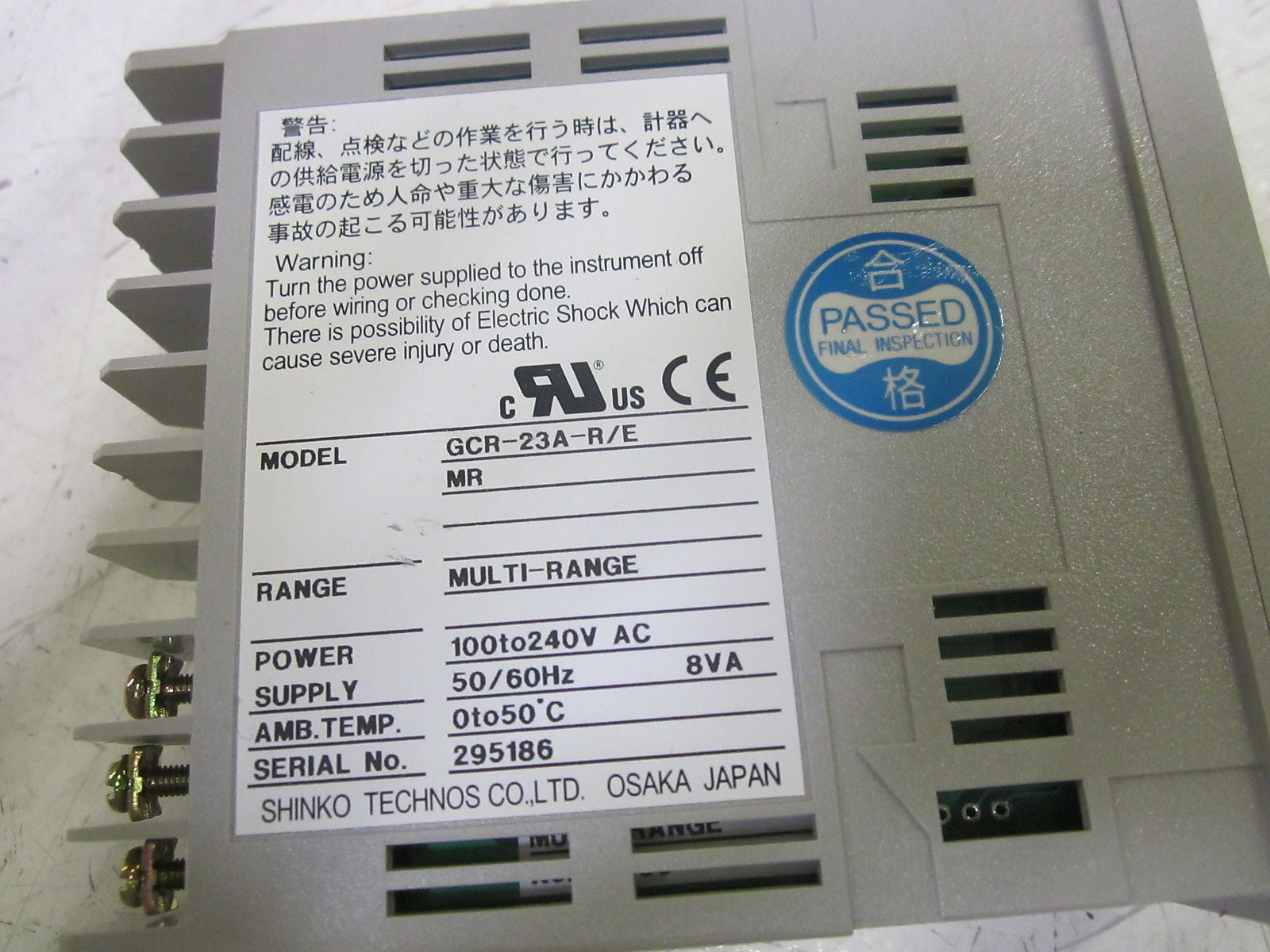 SHINKO TECHNOS GCR-23A-R/E CONTROLLER 100-240V *USED*