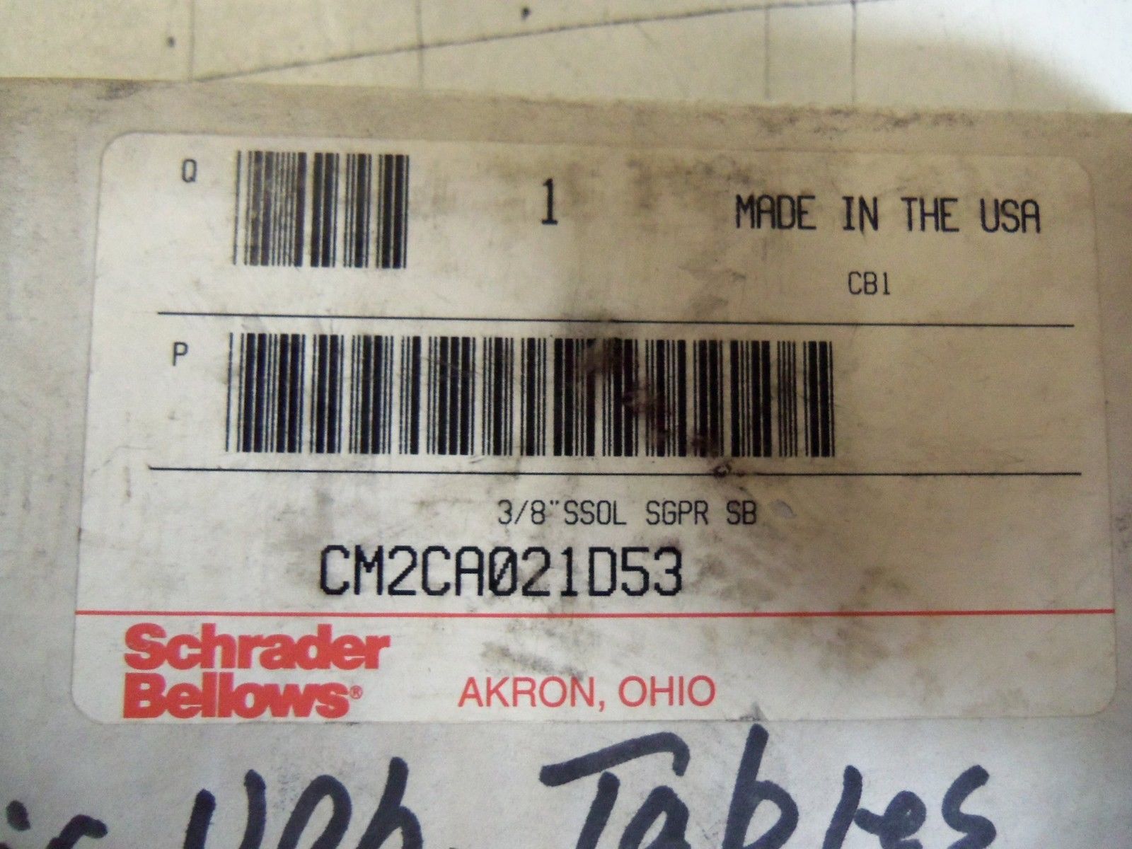 SHRADER BELLOWS CM2CA021D53 *NEW IN BOX*
