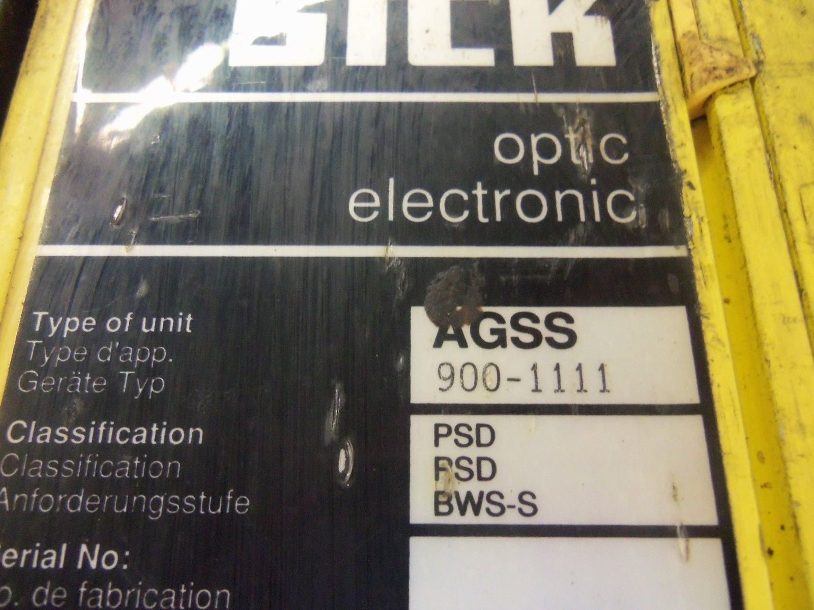 SICK OPTIC ELECTRONIC AGSS 900-1111 LIGHT CURTAIN *USED*