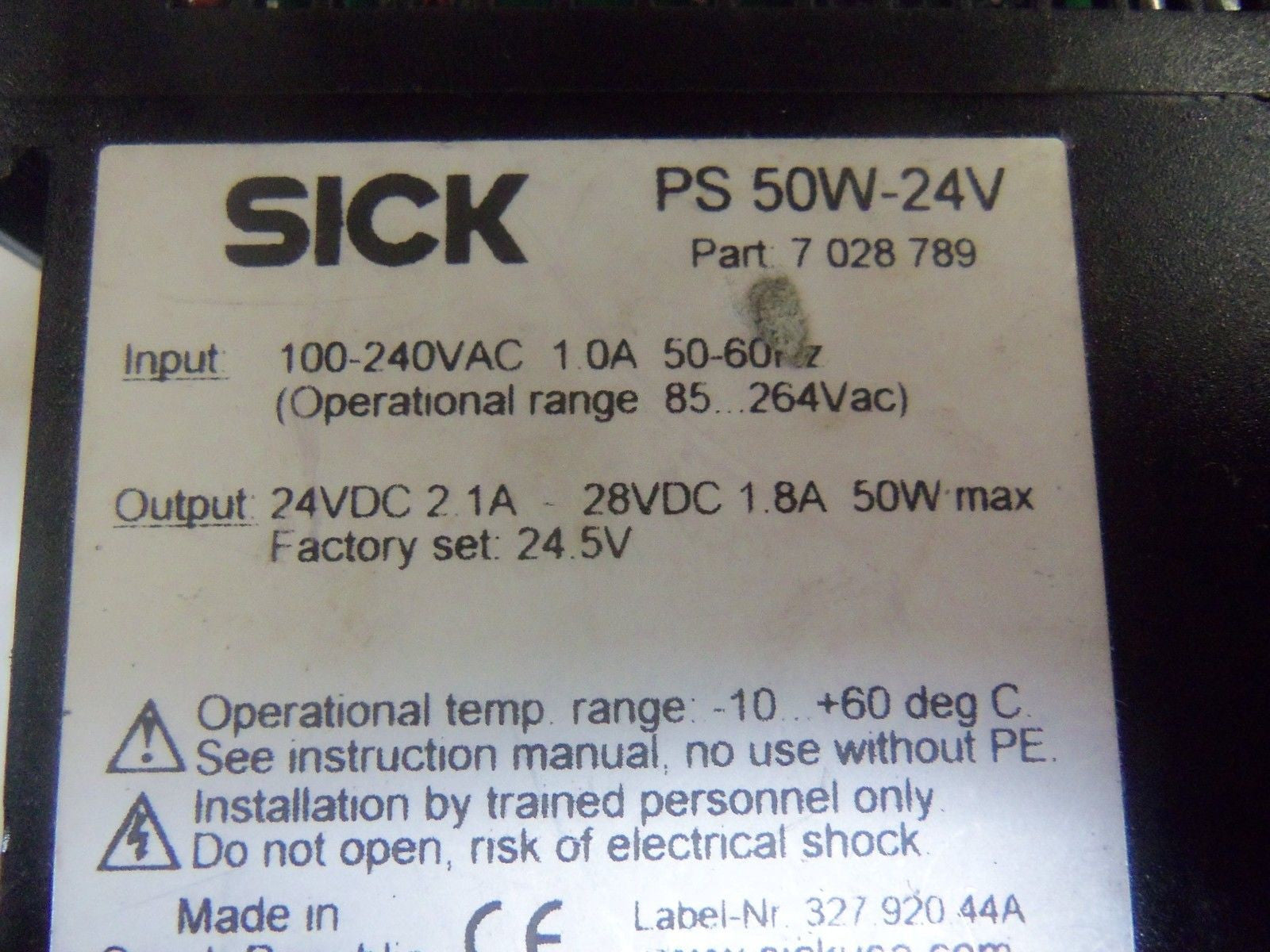 SICK PS 50W-24V *USED*