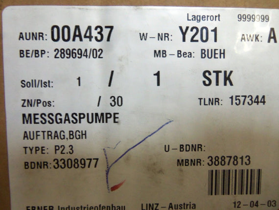 SICOM MESSGASPUMPE PUMP *NEW IN BOX*