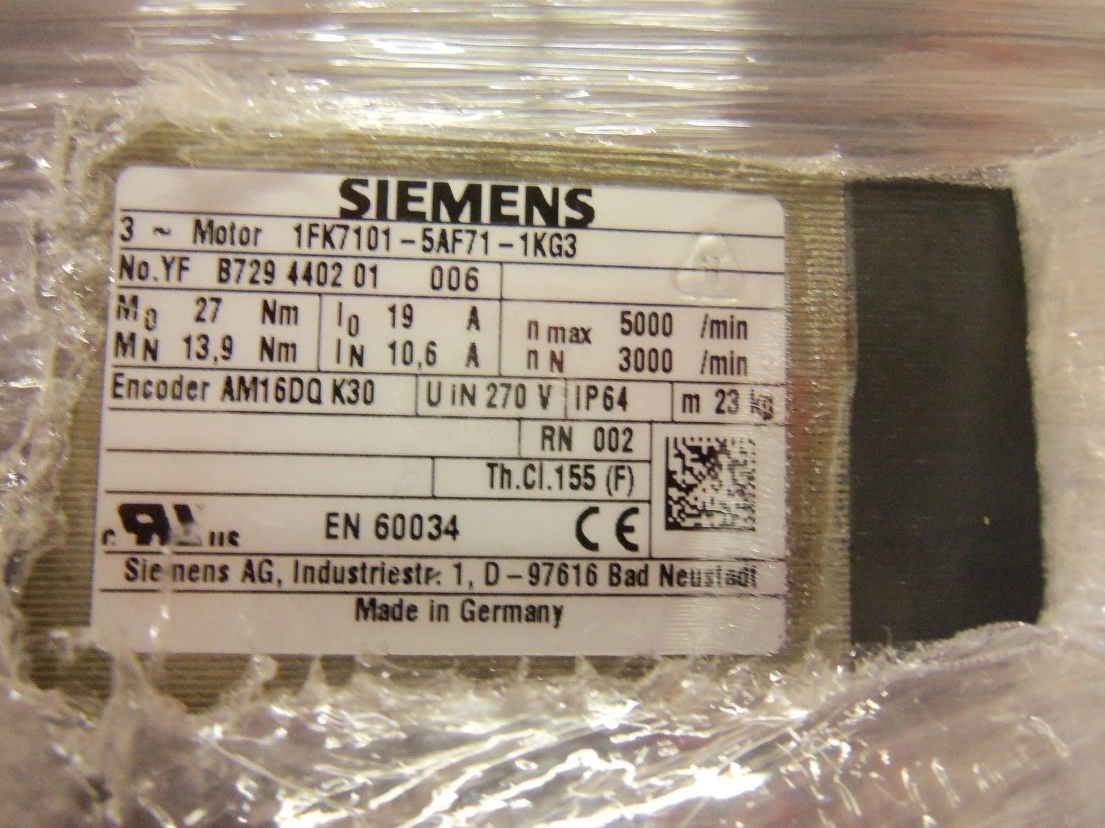 SIEMENS 1FK7101-5AF71-1KG3 SERVO MOTOR *NEW IN BOX*