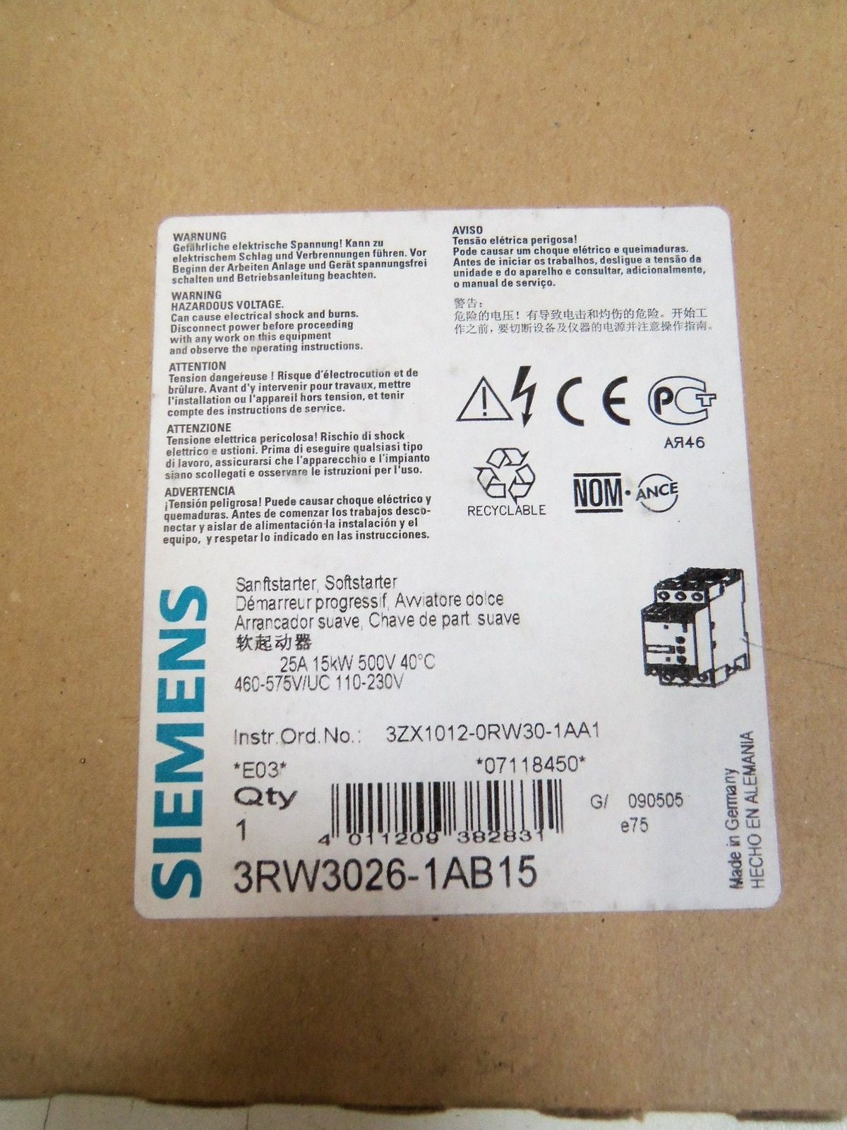 SIEMENS 3R3026-1AB15 *NEW IN BOX*