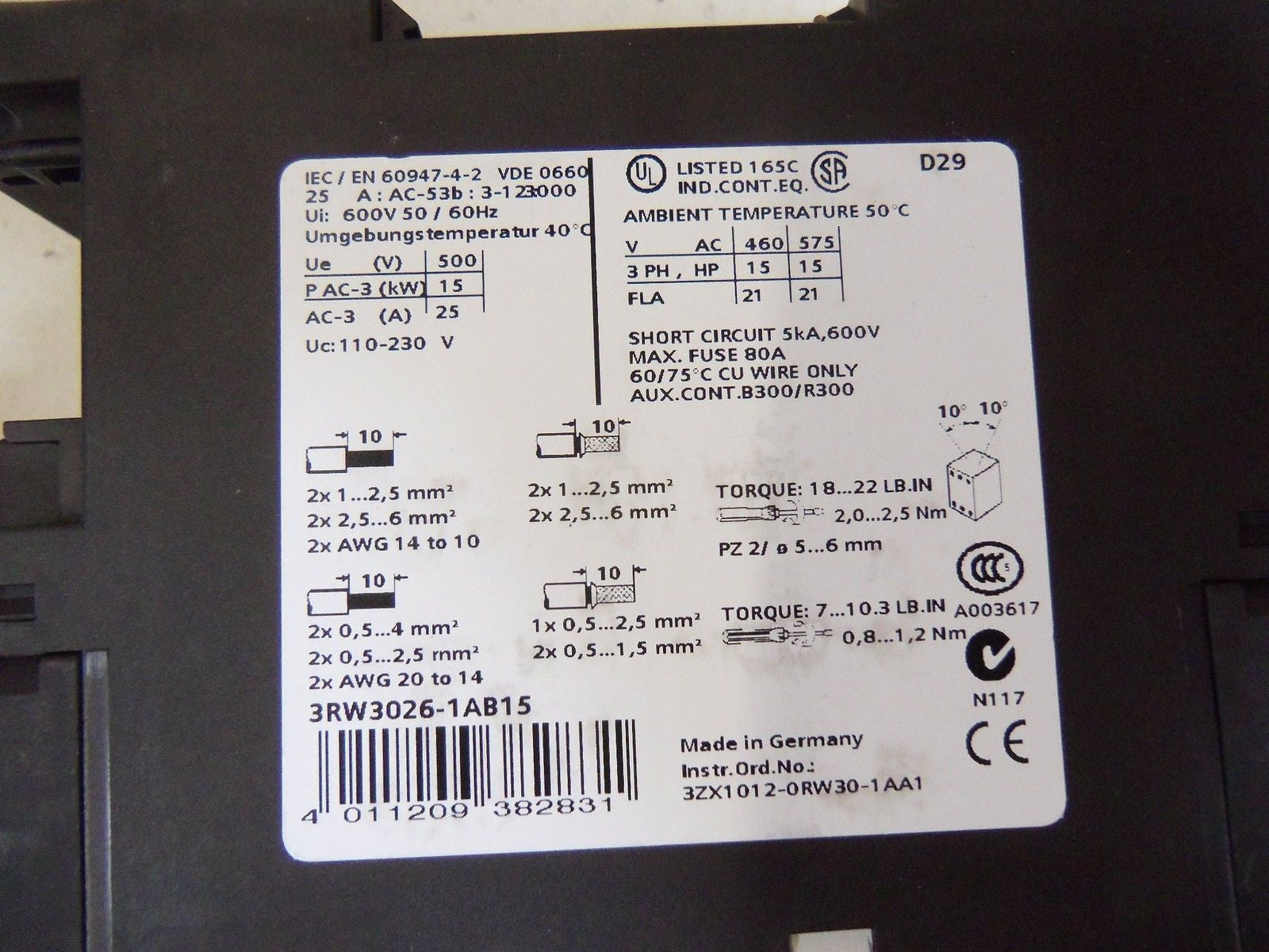 SIEMENS 3R3026-1AB15 *NEW IN BOX*