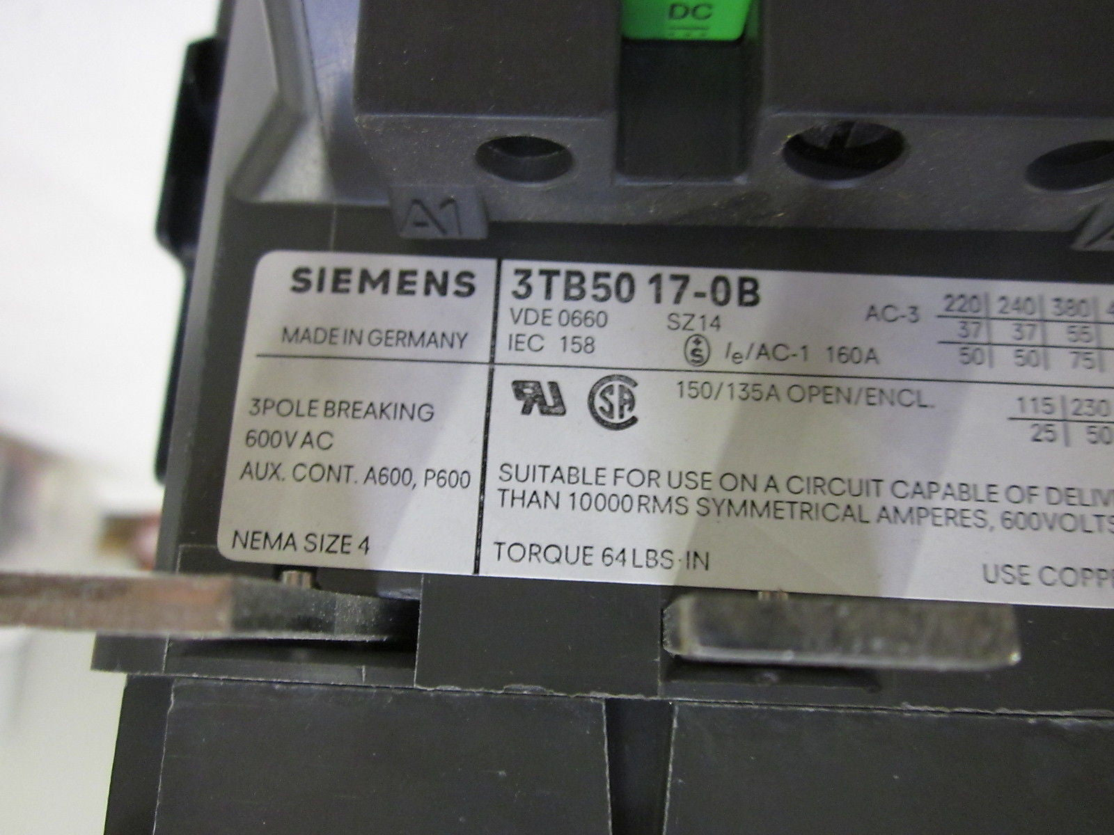 SIEMENS 3TB50 17-0B *USED*