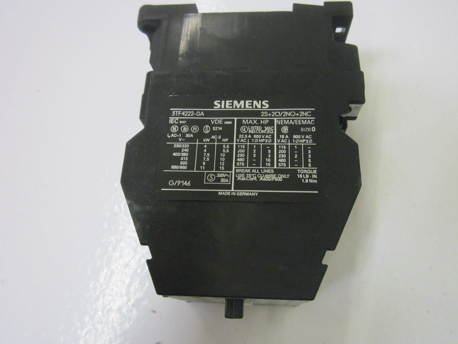 SIEMENS 3TF4222-OA 58V *USED*