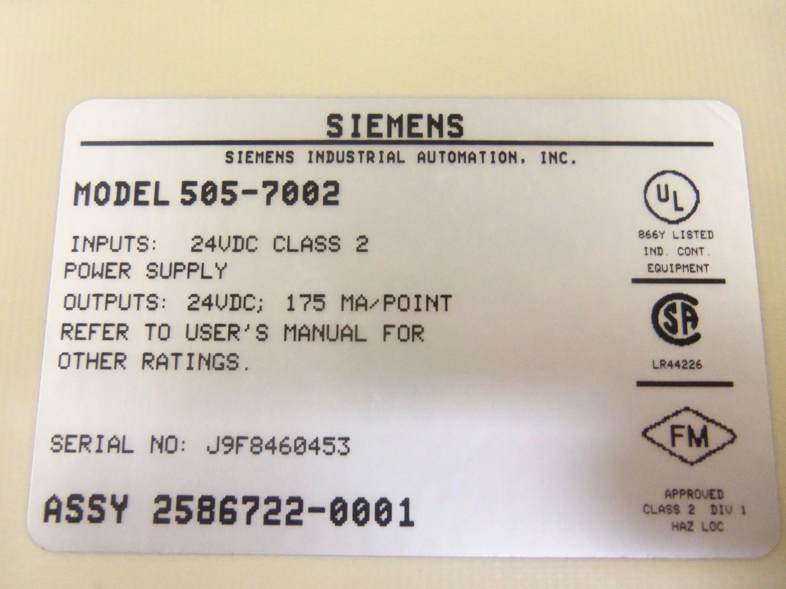 SIEMENS 505-7002 *NEW IN BOX*