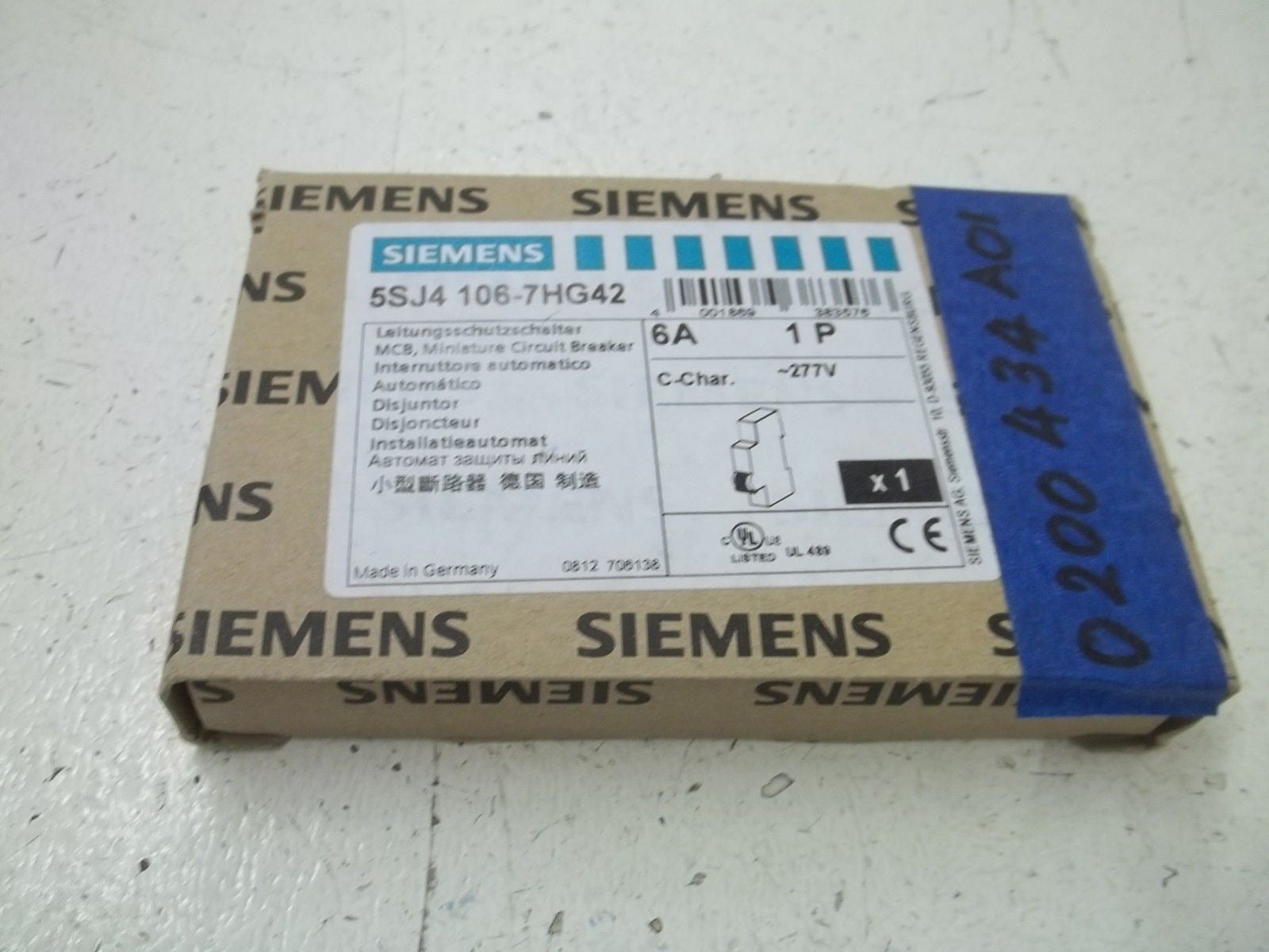 SIEMENS 5SJ4106-7HG42 MINIATURE CIRCUIT BREAKER *NEW IN BOX*