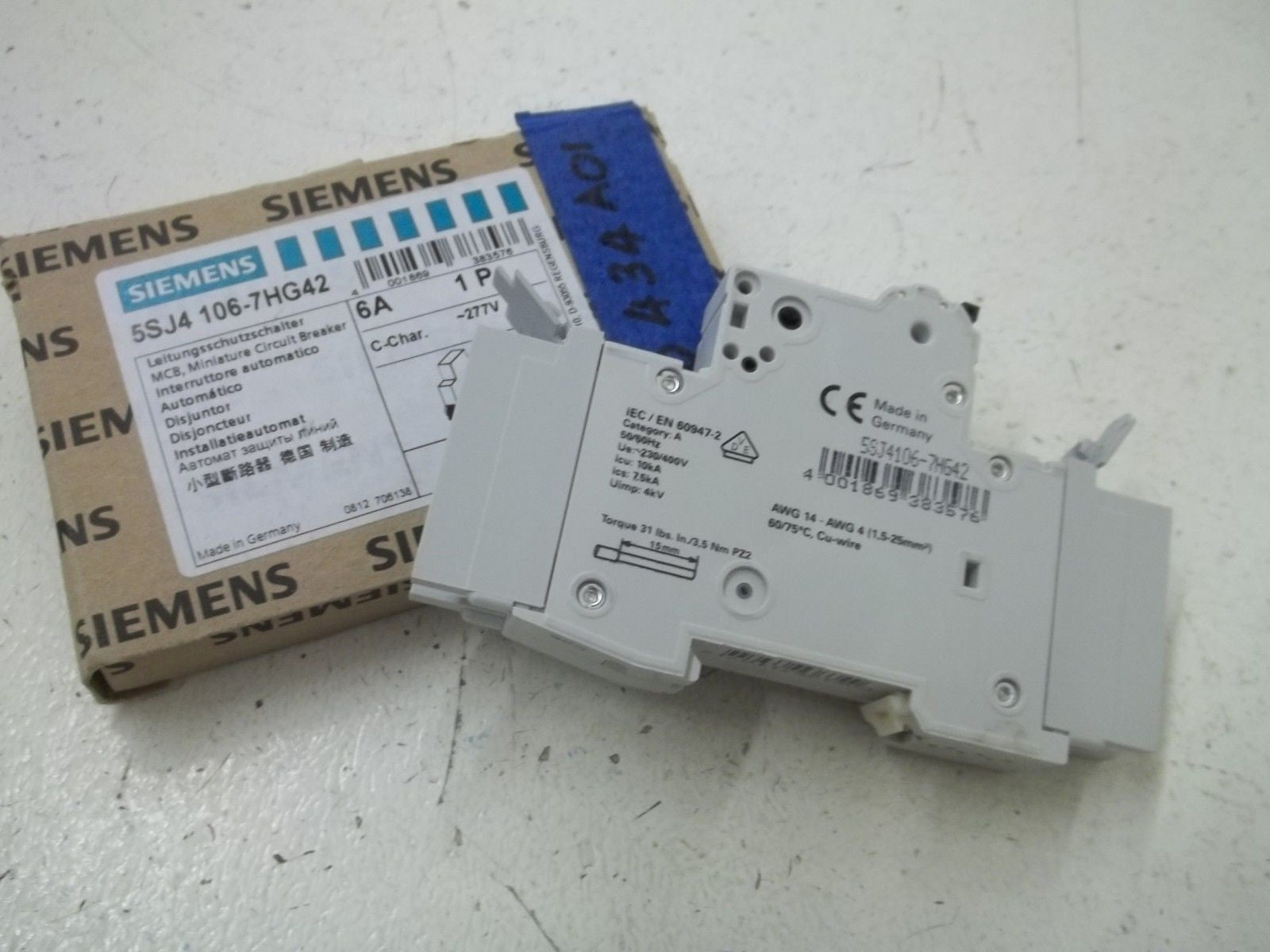 SIEMENS 5SJ4106-7HG42 MINIATURE CIRCUIT BREAKER *NEW IN BOX*