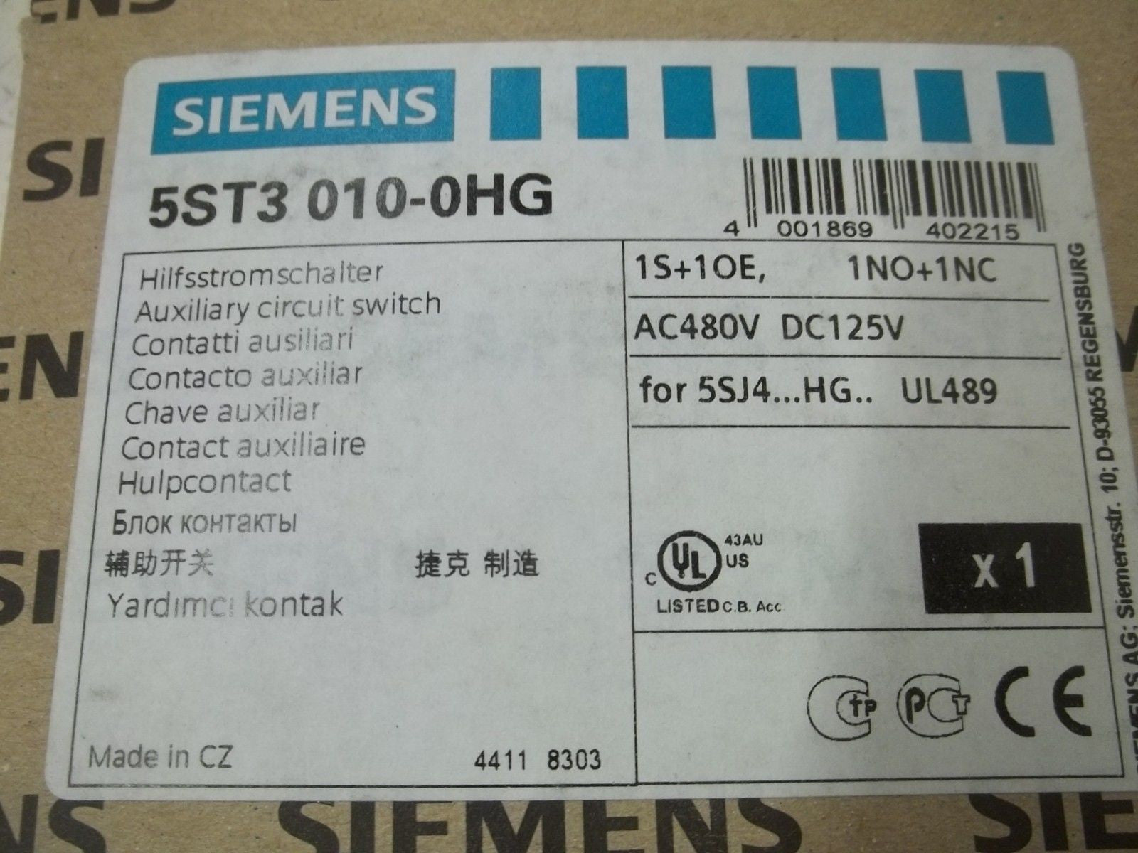 SIEMENS 5ST3010-0HG *NEW IN BOX*
