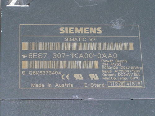 SIEMENS 6ES7-307-1KA00-0AA0 POWER SUPPLY *USED*