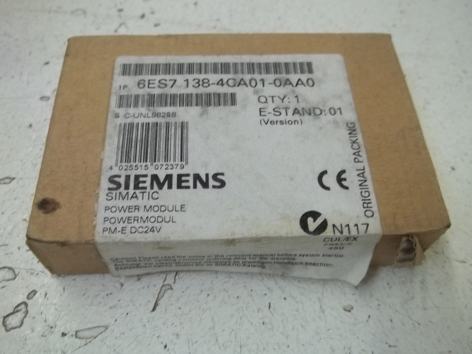 SIEMENS SIMATIC S7 6ES7138-4CA01-0AA0 POWER MODULE * FACTORY SEALED *