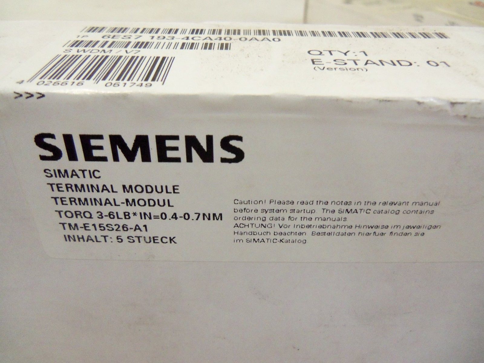 SIEMENS SIMATIC 6ES7193-4CA40-0AA0 TERMINAL MODULE *FACTORY SEALED*