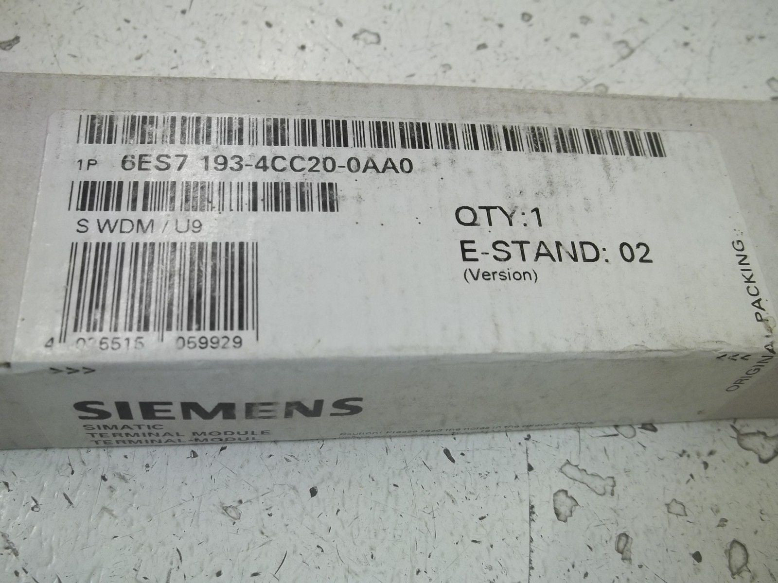 SIEMENS 6ES7 193-4CC20-0AA0 TERMINAL MODULE *FACTORY SEALED*