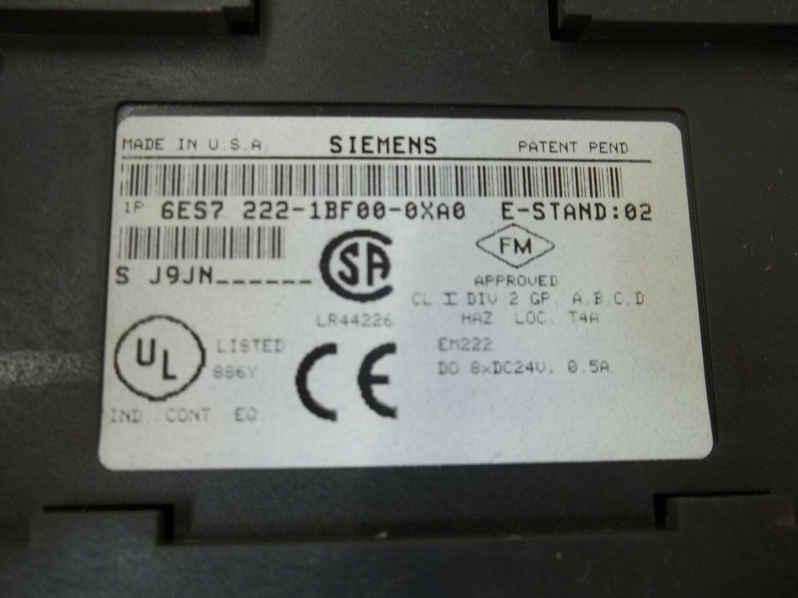 SIEMENS 6ES7222-1BF00-0XA0 OUTPUT MODULE *USED*