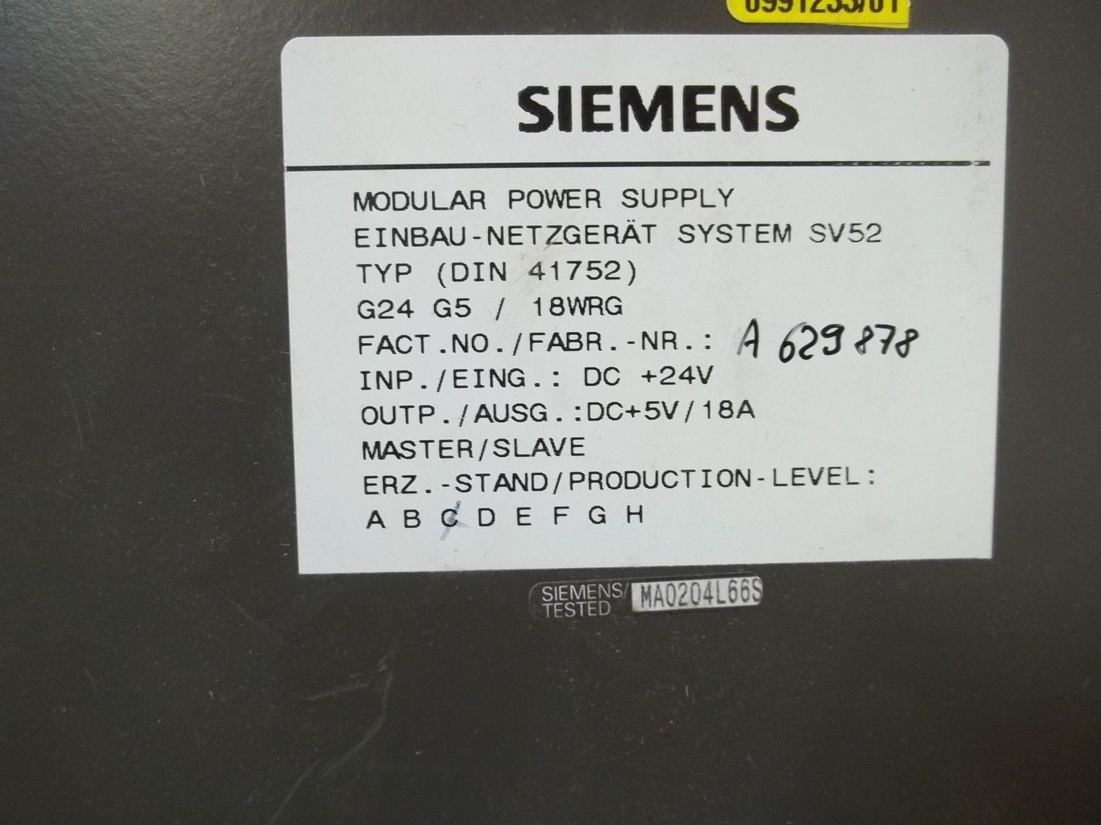 SIEMENS 6EV3053-0DC POWER SUPPLY *USED*