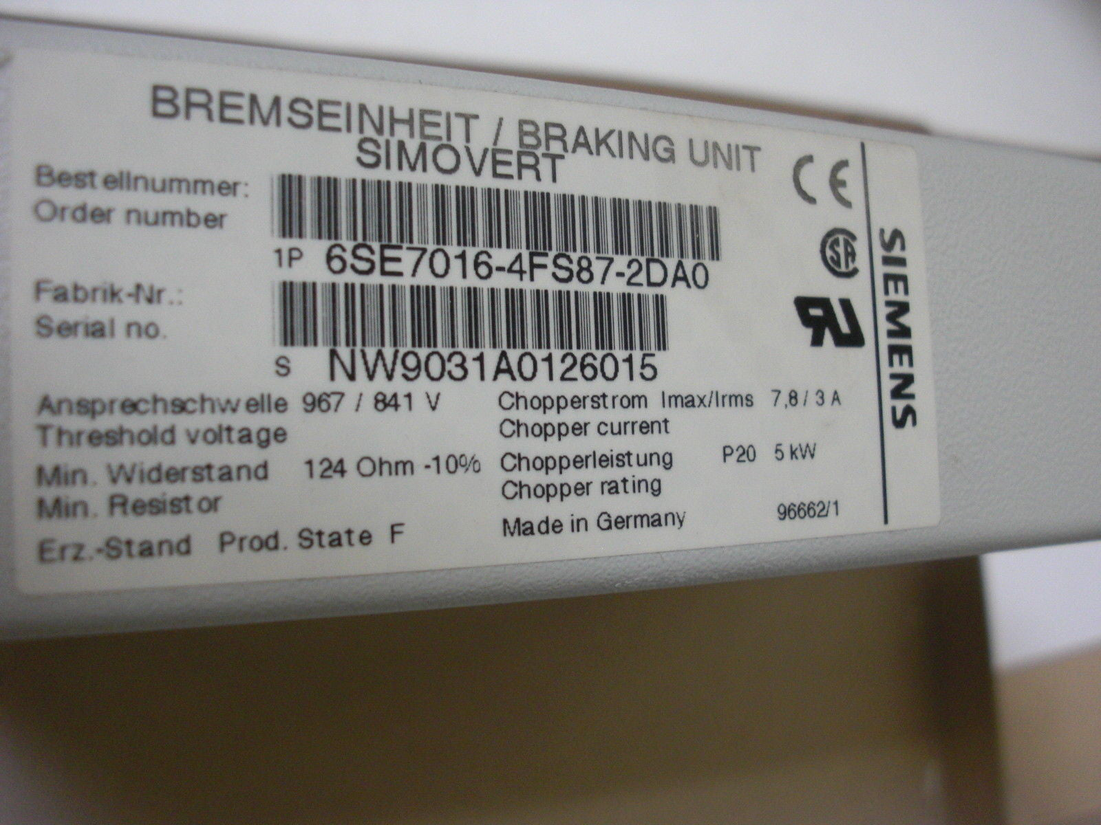 SIEMENS 6SE7016-4FS87-2DA0 *NEW IN BOX*