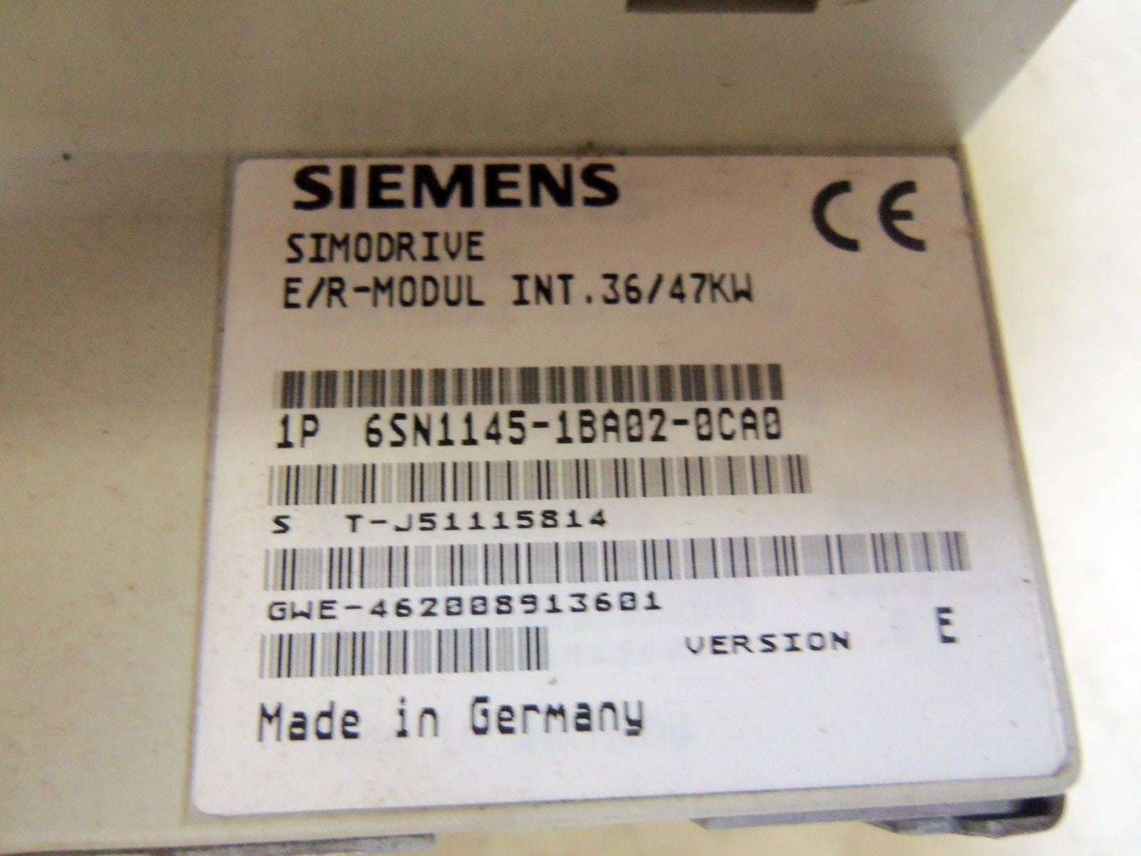 SIEMENS SIMODRIVE 6SN1145-1BA02-0CA0 POWER SUPPLY MODULE *USED*