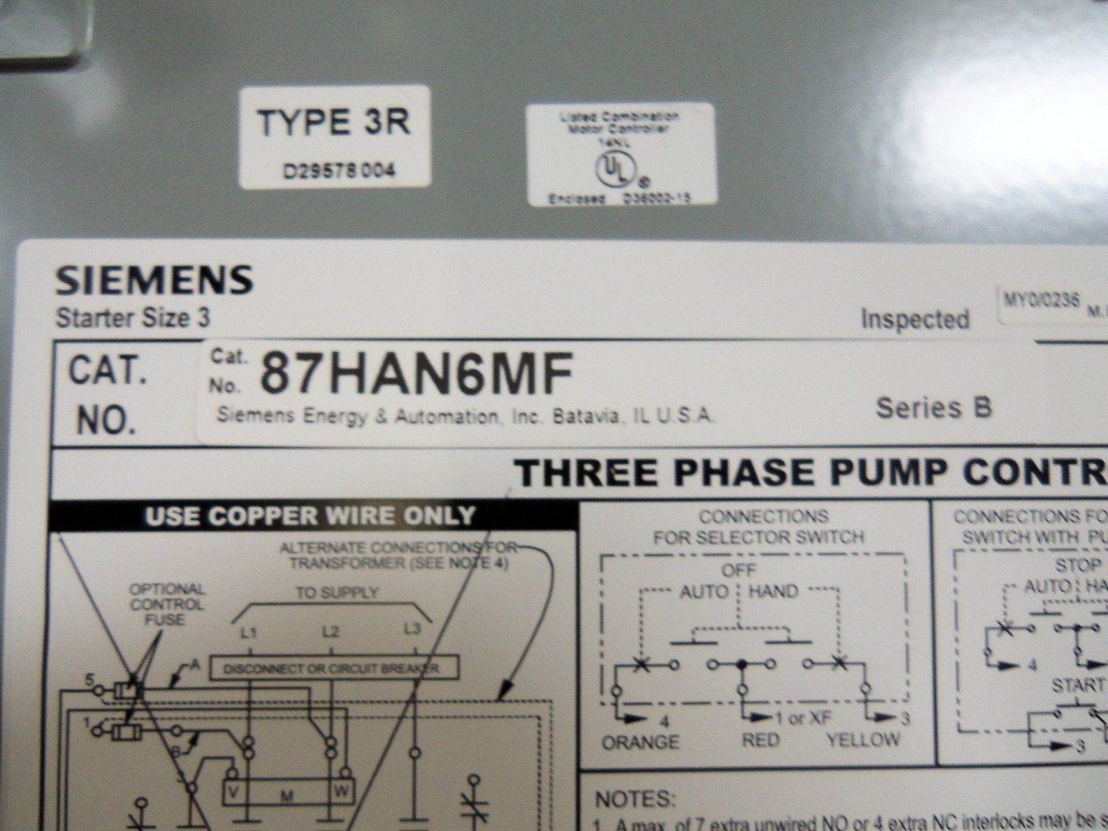 Siemens 87HAN6MF NSFP ** GENUINE ** Furnas