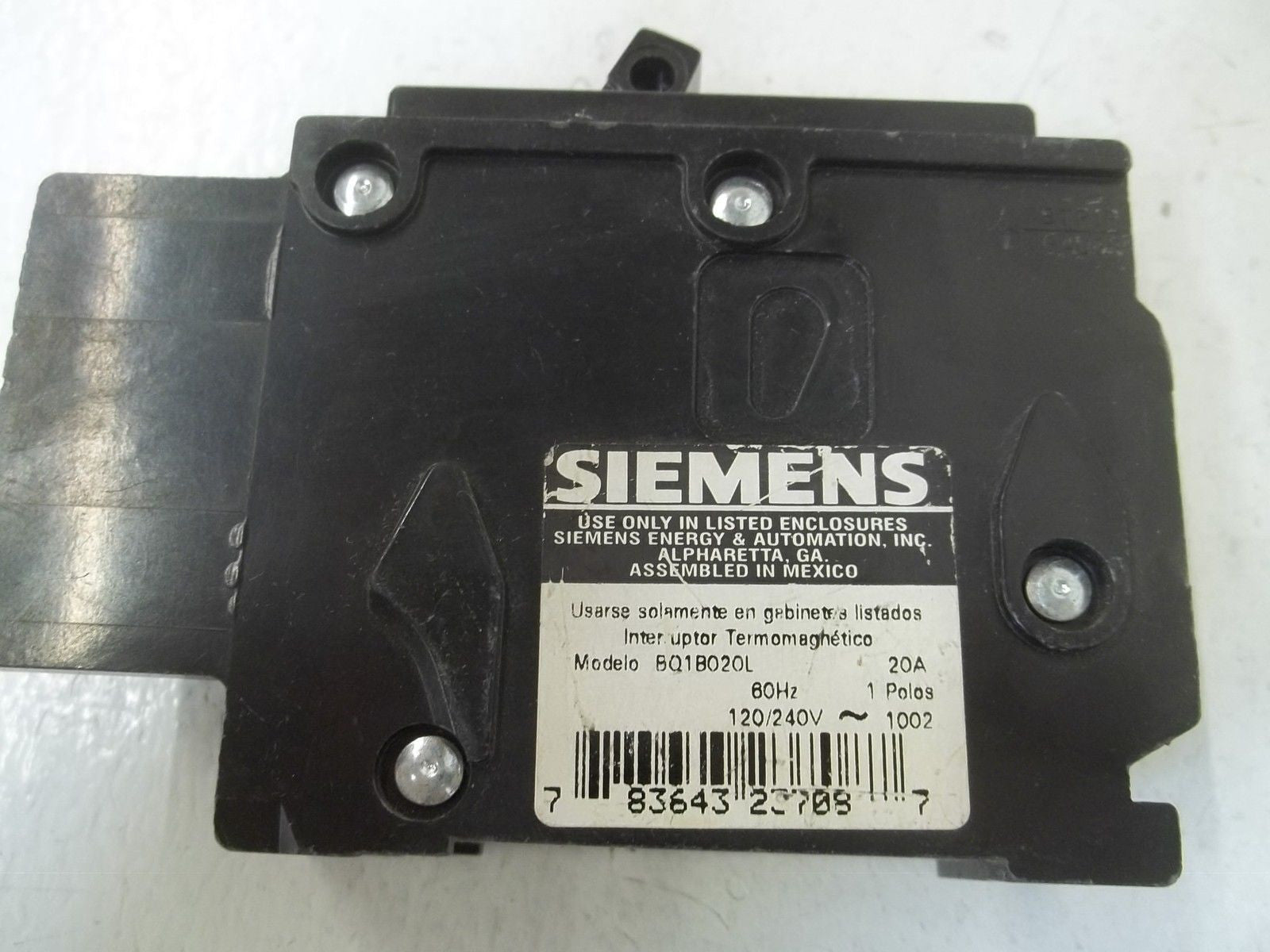 SIEMENS BQ1B020L CIRCUIT BREAKER 20A *USED*