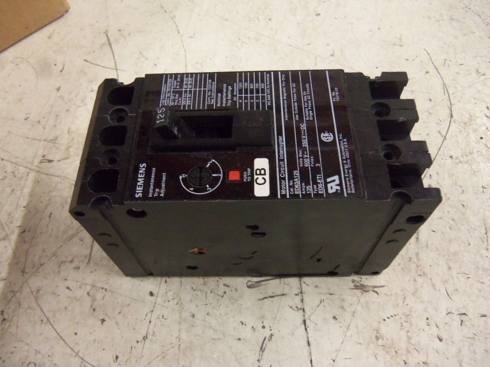 SIEMENS ED63A125 CIRCUIT BREAKER *NEW IN BOX*