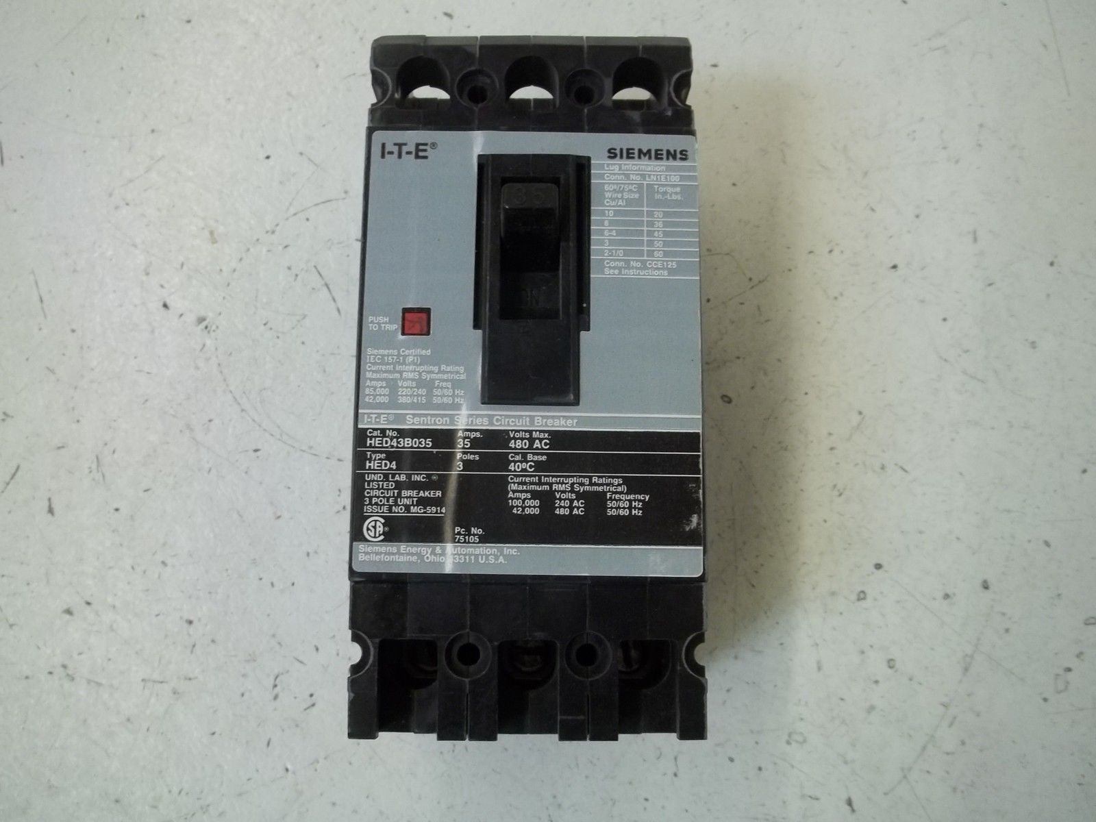 SIEMENS HED43B035 CIRCUIT BREAKER *NEW IN BOX*