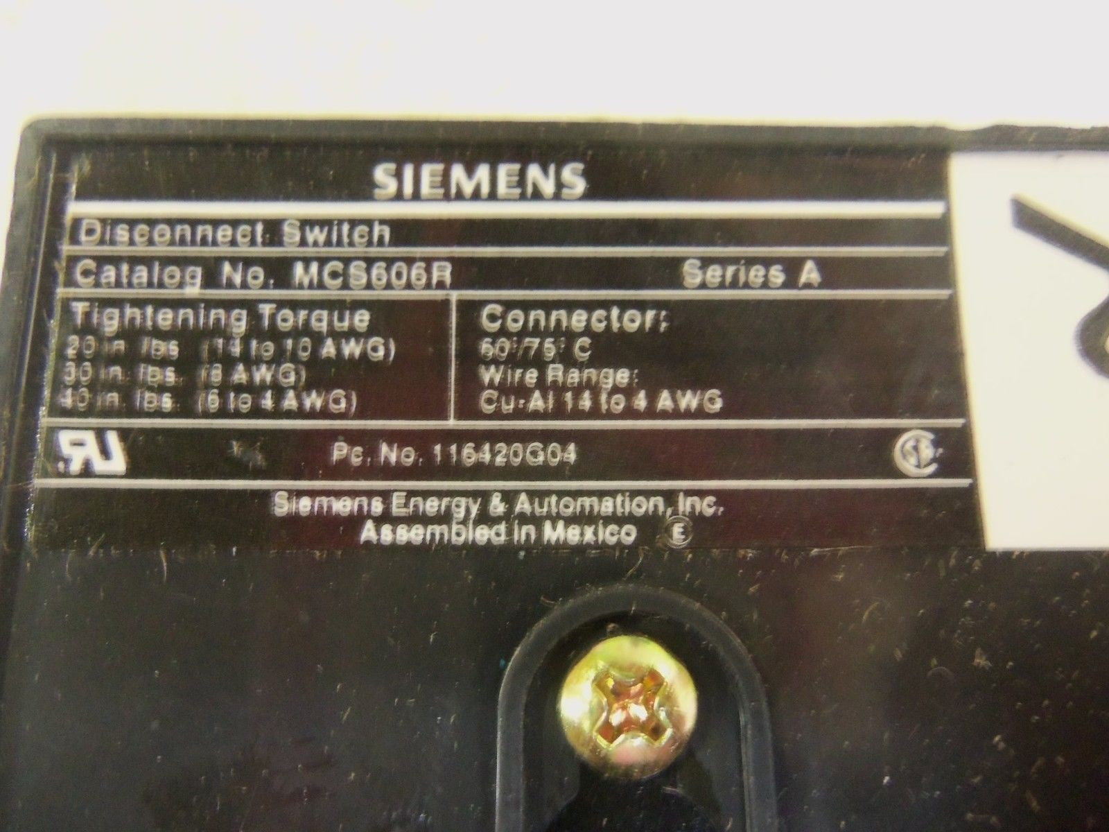 SIEMENS MCS606R HANDLE OPERATOR *NEW IN BOX*