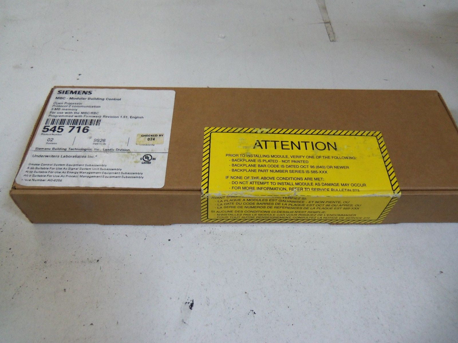 SIEMENS MODULER BUILDING CONTROL 545-716 OPEN PROCESSOR *FACTORY SEALED*
