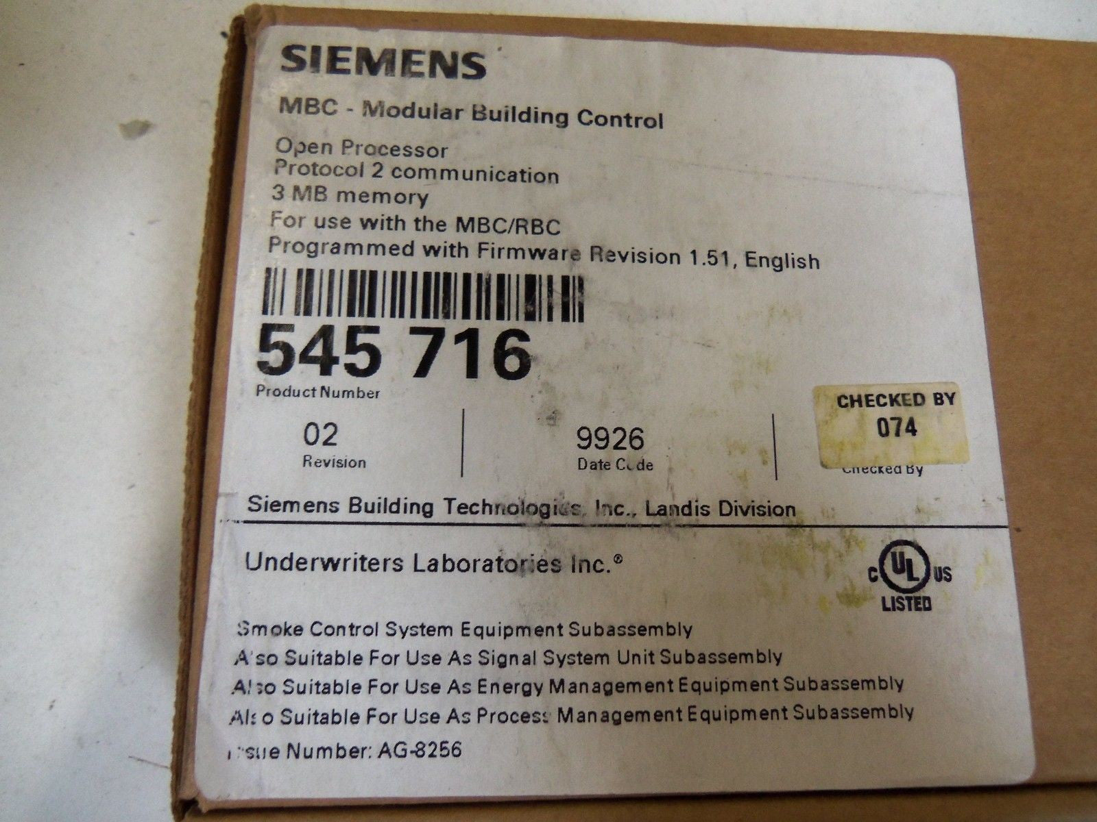 SIEMENS MODULER BUILDING CONTROL 545-716 OPEN PROCESSOR *FACTORY SEALED*