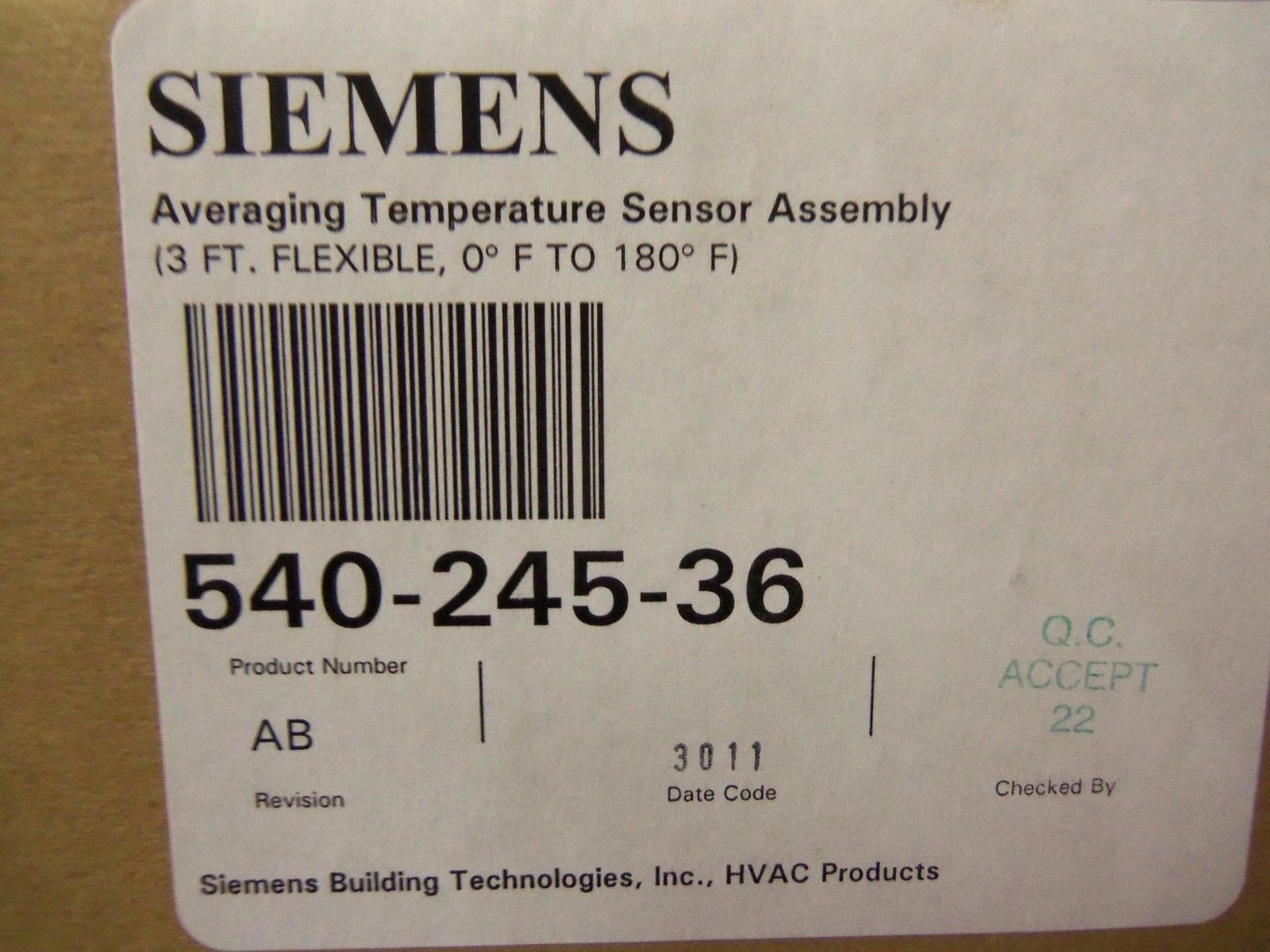 SIEMENS TEMPERATURE SENSOR 540-245-36 *NEW IN BOX*