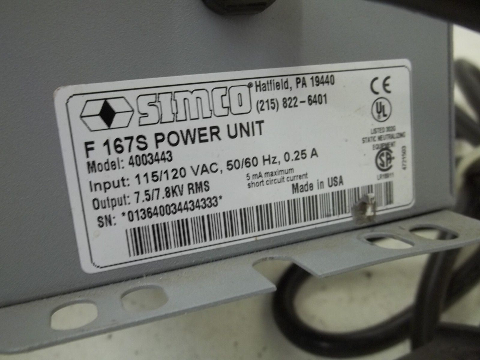 SIMCO 4003443 POWER SUPPLY *USED*