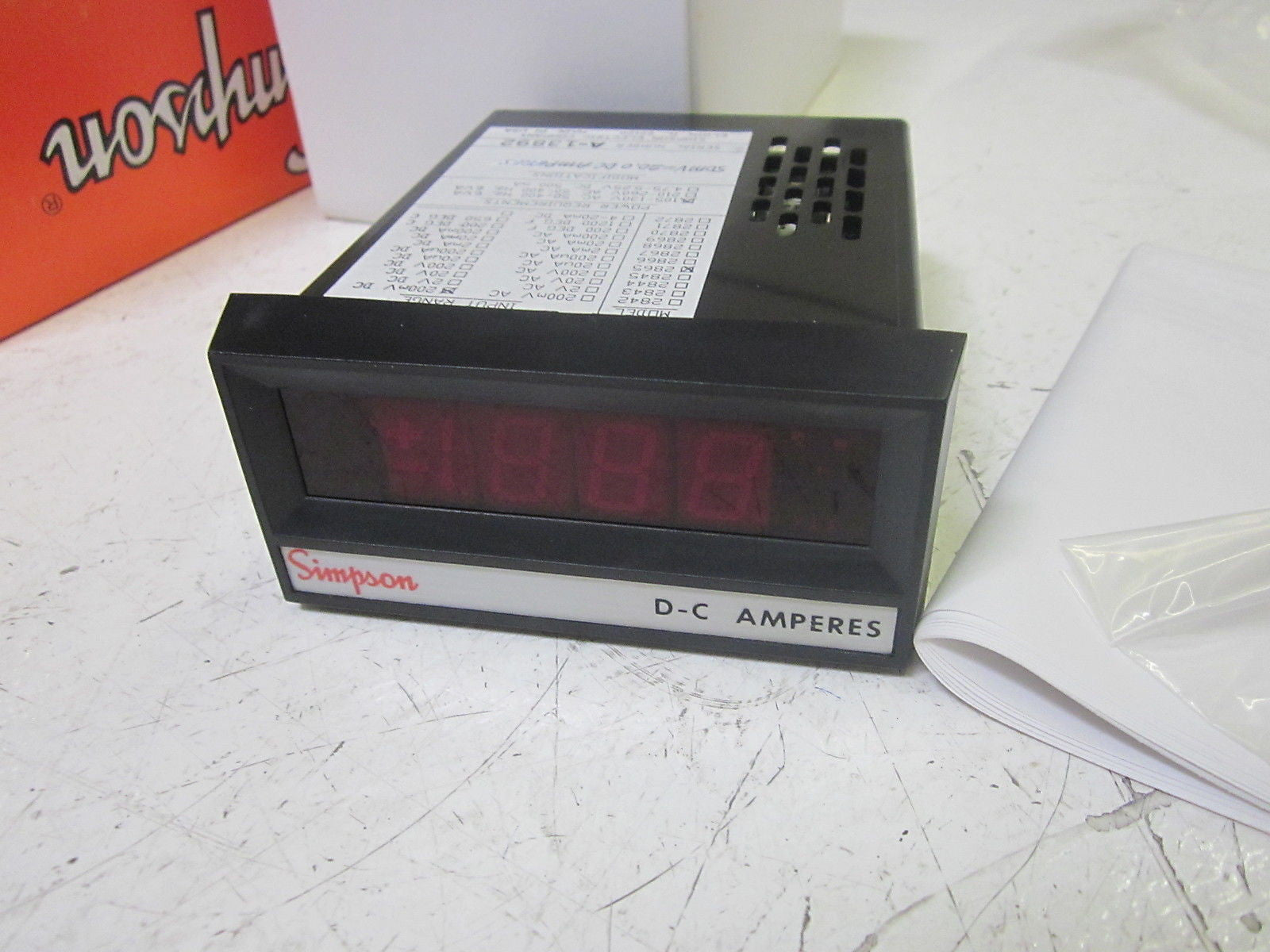 SIMPSON 2865 DIGITAL PANEL MOUNT 0.0-20.0ADC 105-130V *NEW IN BOX*