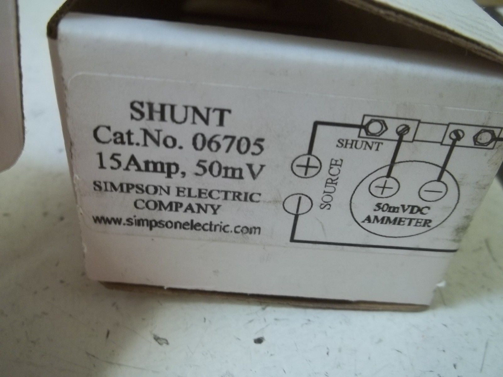 SIMPSON ELECTRIC COMPANY 06705 SHUNT 15AMP, 50MV *NEW IN BOX*