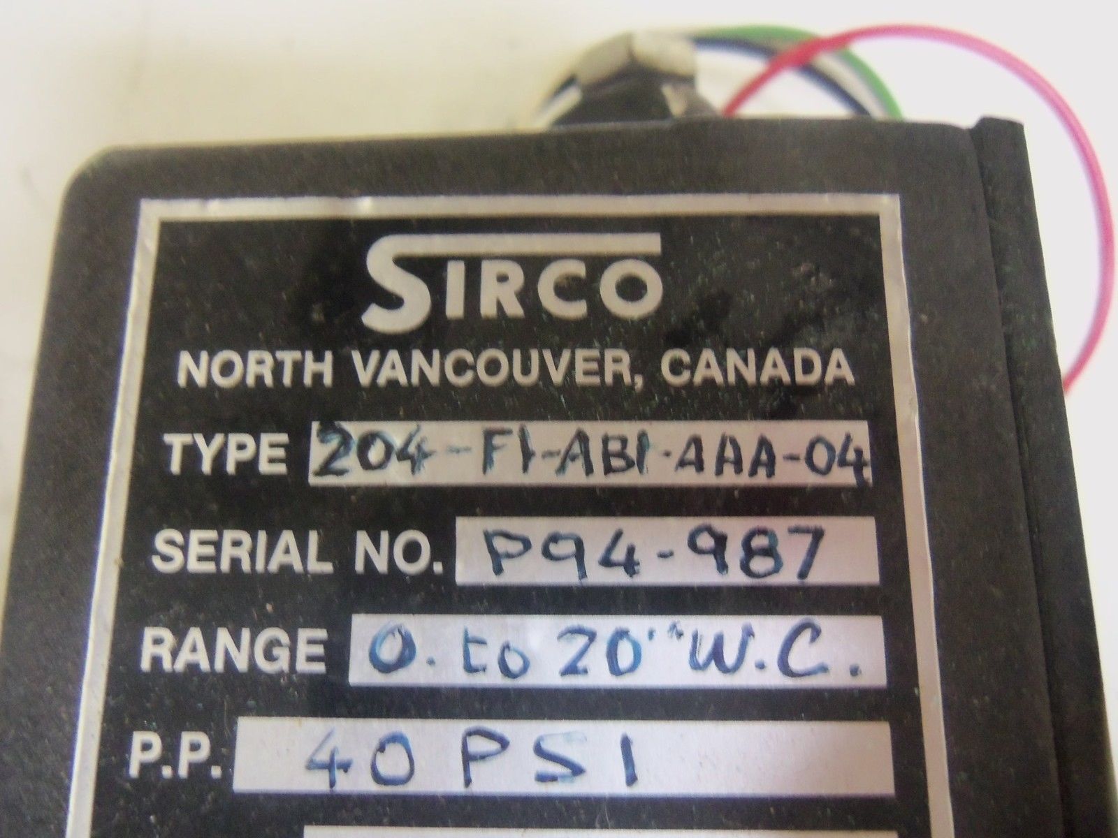 SIRCO 204-F1-AB1-AAA-04 *USED*