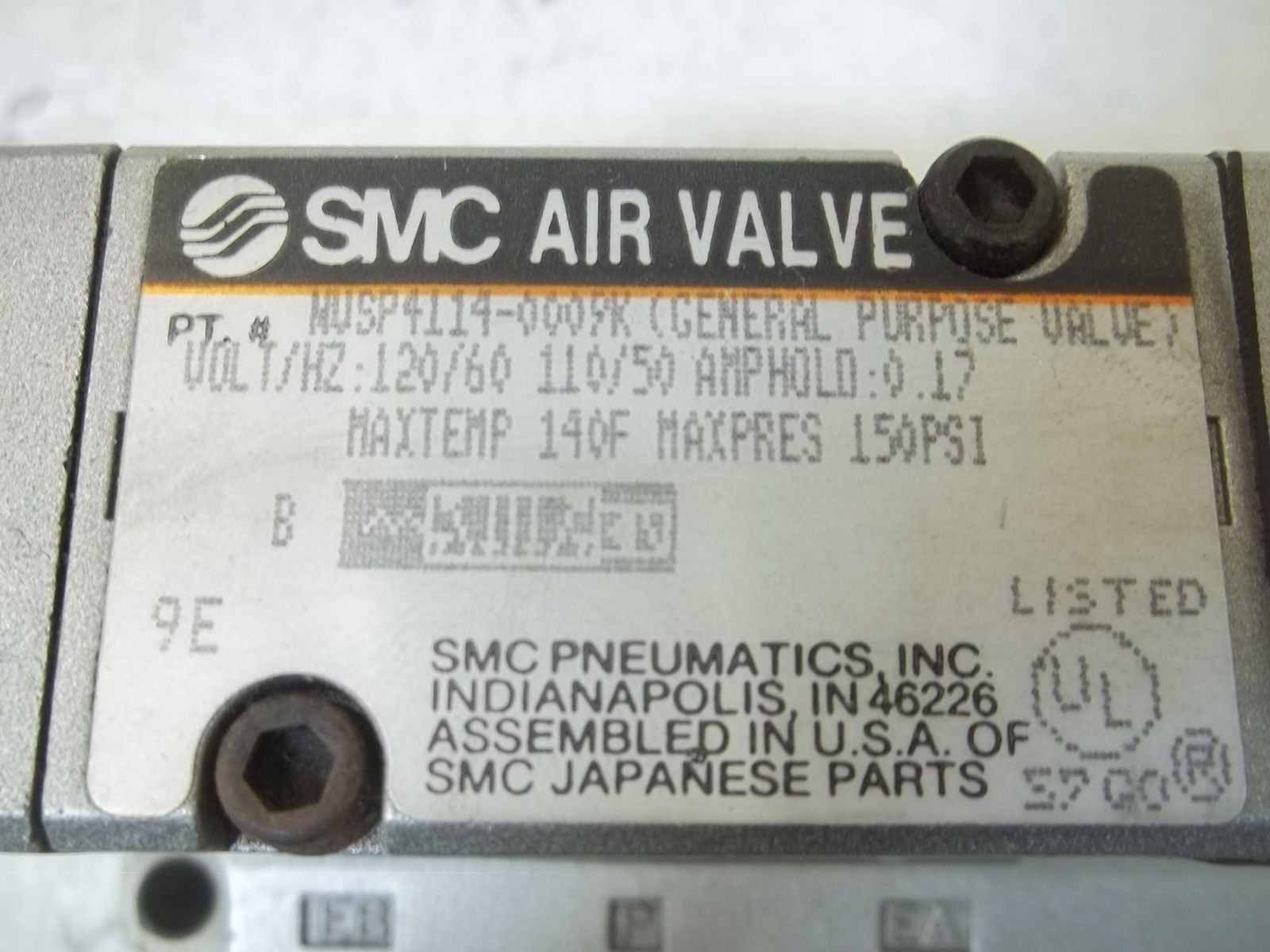 SMC MVSP4114-0009K AIR VALVE *USED*