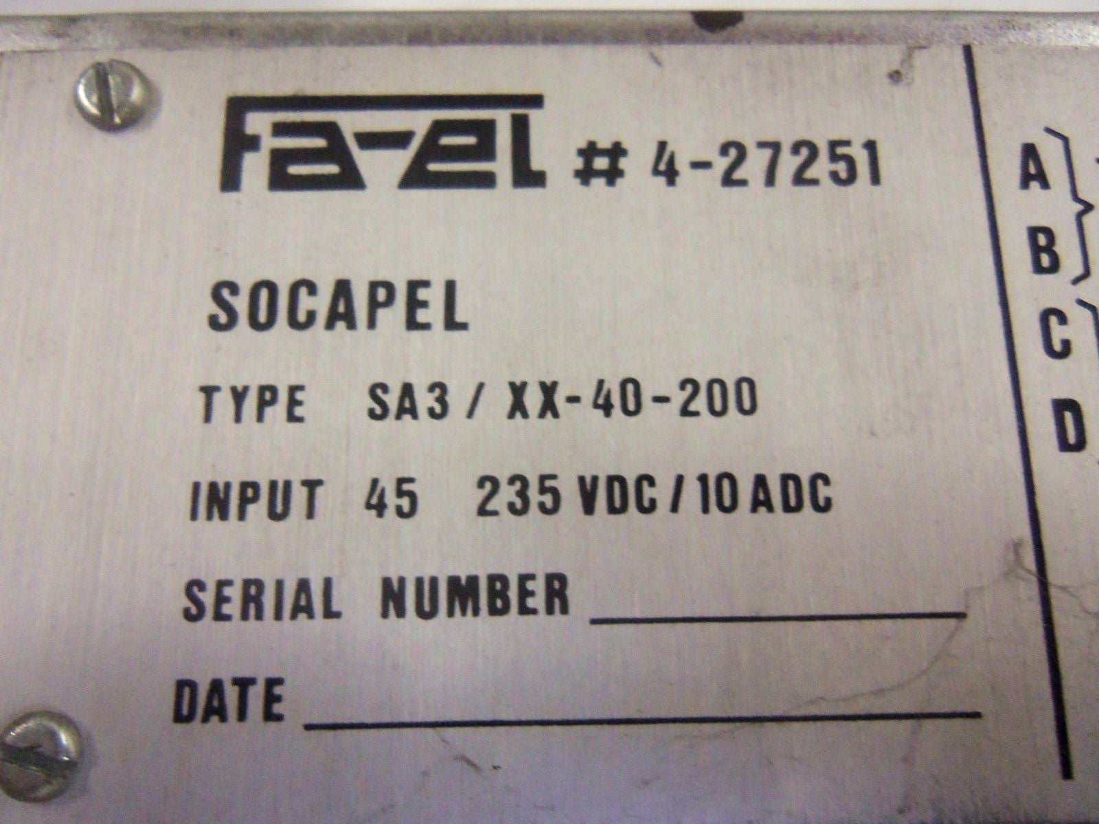 SOCAPEL SA3/XX-40-200 (AS PICTURED) *USED*