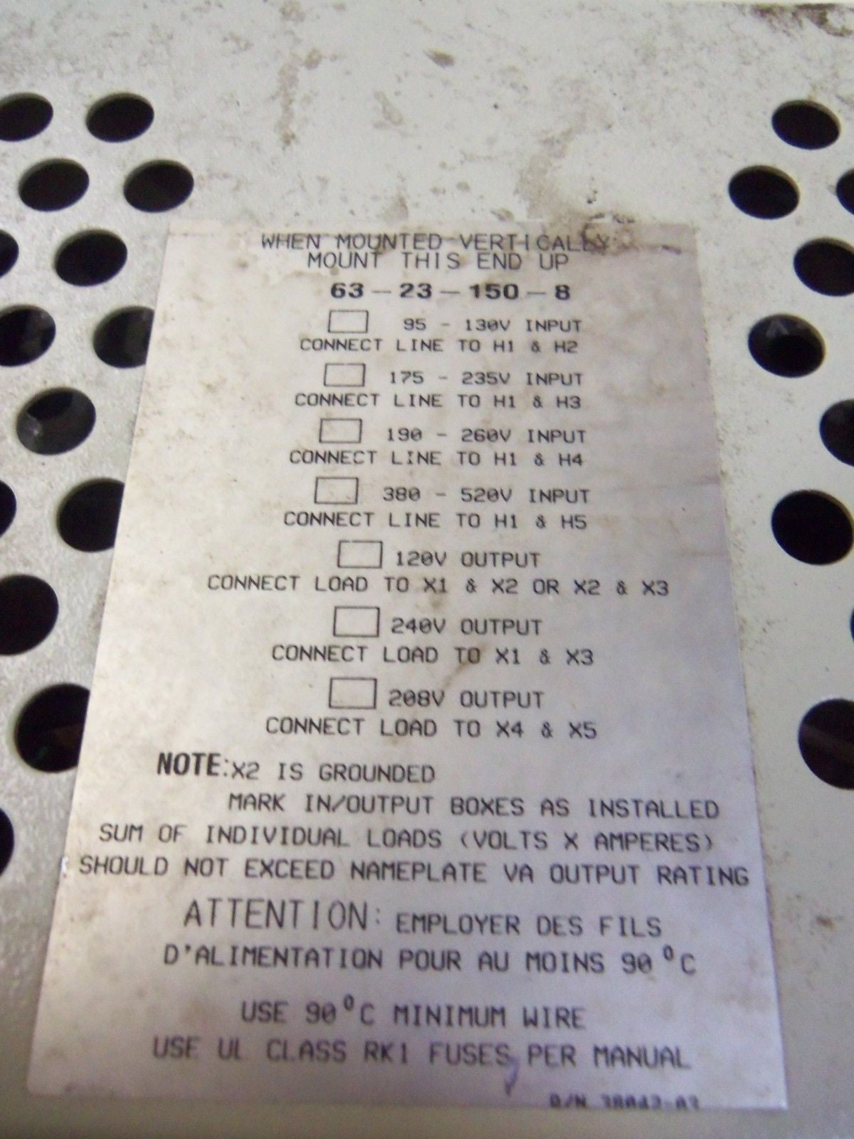 SOLA 63-23-150-8 COMPUTER REGULATOR *USED*